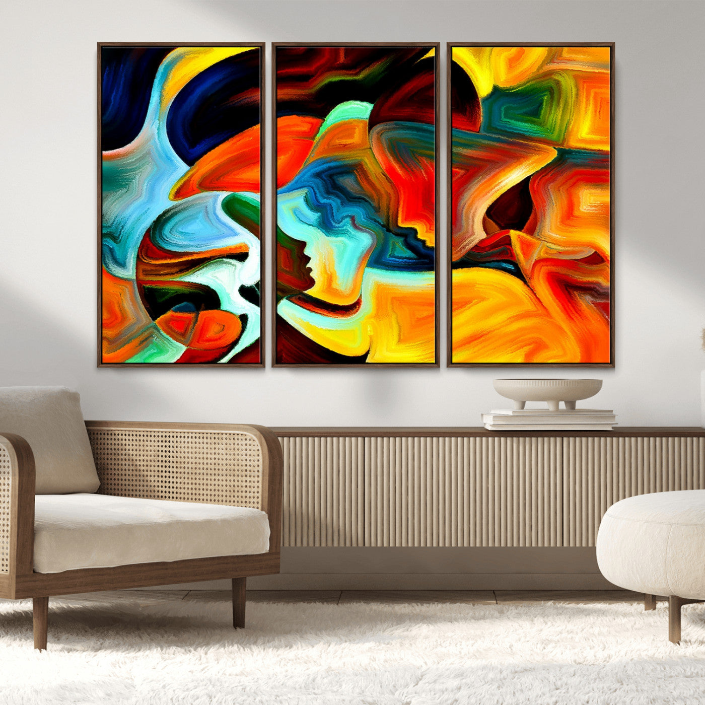 70242-MGV-FC-48X32-3P_Walnut-Human Love Figures Abstract Wall Art Canvas Print