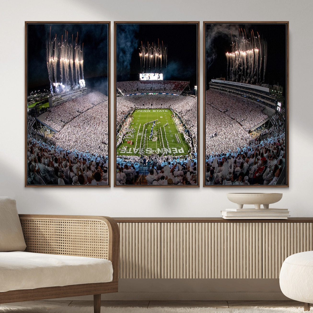 11391-MGV-CV-36X24 - Penn State Football Wall Art Canvas Print – Framed Stadium Game Day Sports Team Spirit Artwork for Home, Office