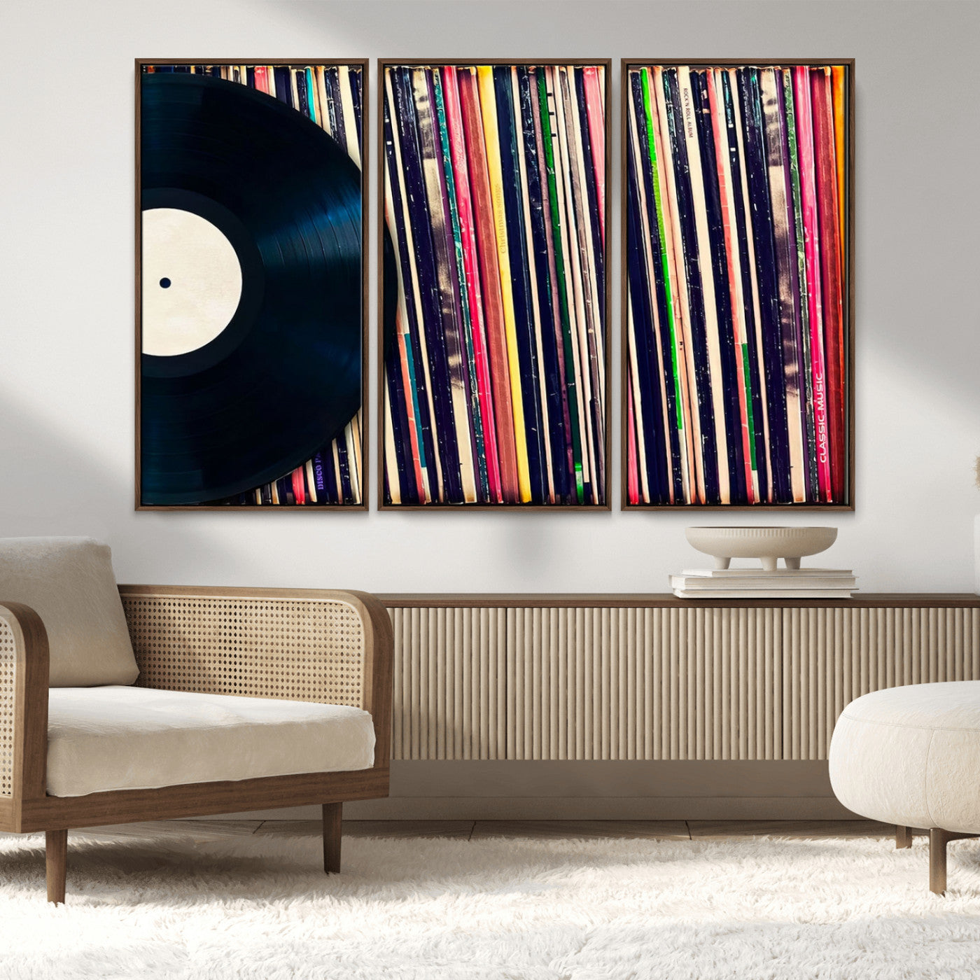 -Vinyl Record and Album Collection Canvas Wall Art - Retro Music Decor, Vintage Vinyl, Vinyl Record