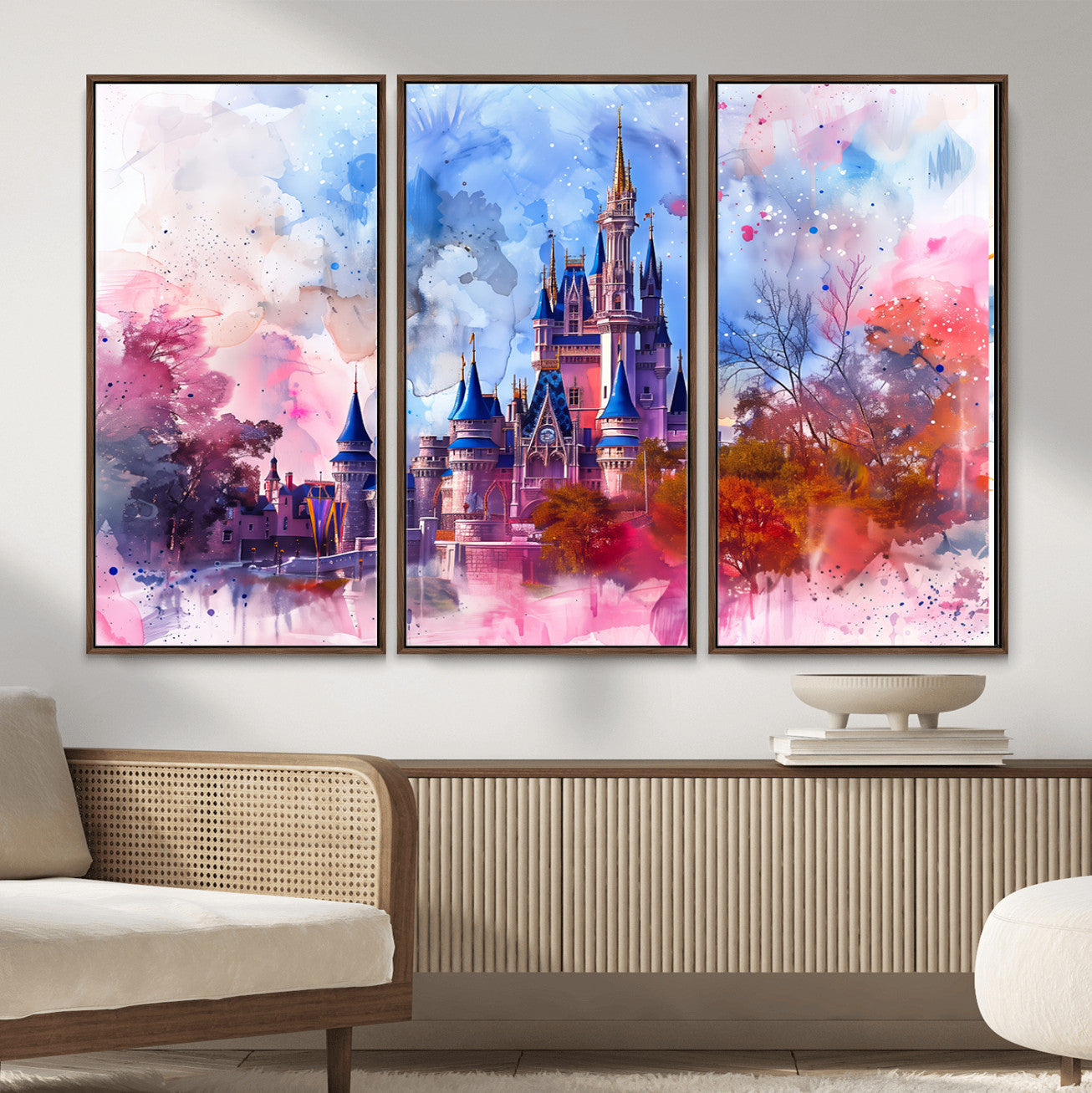 58662-MGV-CV-36X24 - Disney Wall Art: Dreamy Watercolor Cinderella Castle Canvas Print