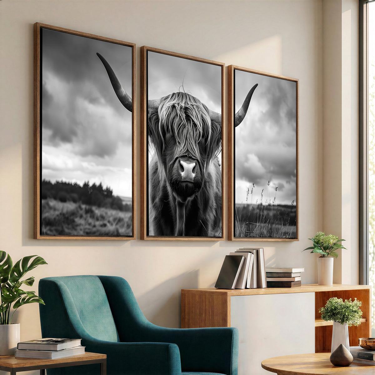 17924-_Poster-30x20 - Scottish Cow Wall Art Canvas Print, Longhorn Wall Art