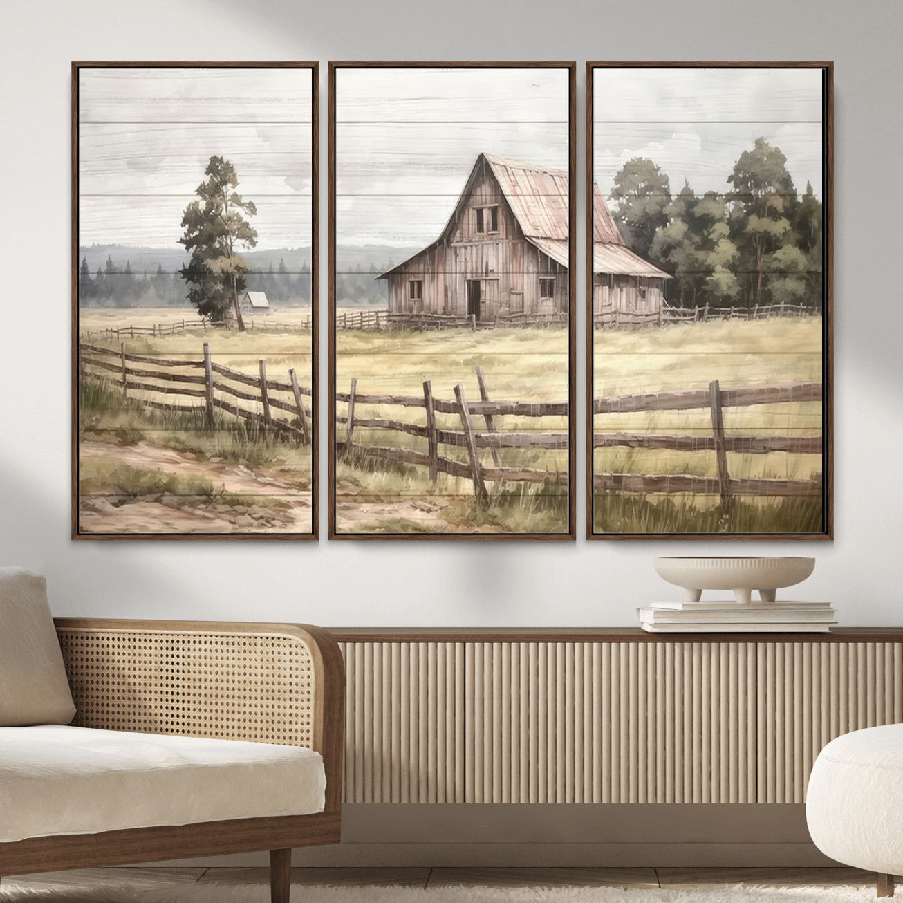 87489-MGV-CV-36X24 - Rustic Farmhouse Barn Wall Art | Framed Gallery Wrap Barn Giclee Canvas Print for Farmhouse Decor