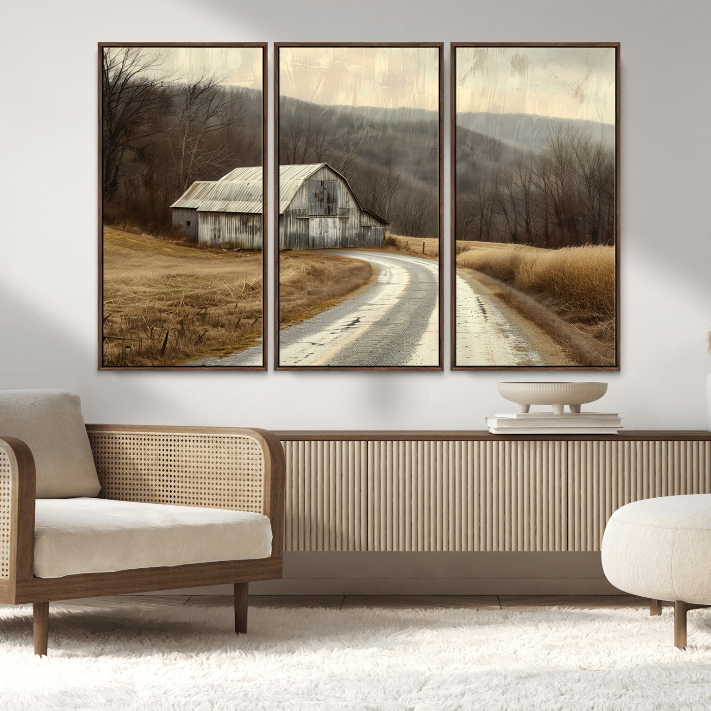 10376-MGV-FC-48X32-3P_Walnut-Vintage Barn for Farmhouse Wall Decor Canvas Print