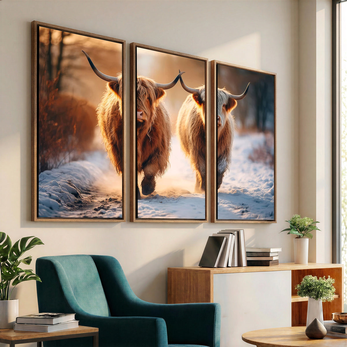 94810-_Poster-30x20 - Scottish Highland Cow Horn Farm Wall Art Canvas Print