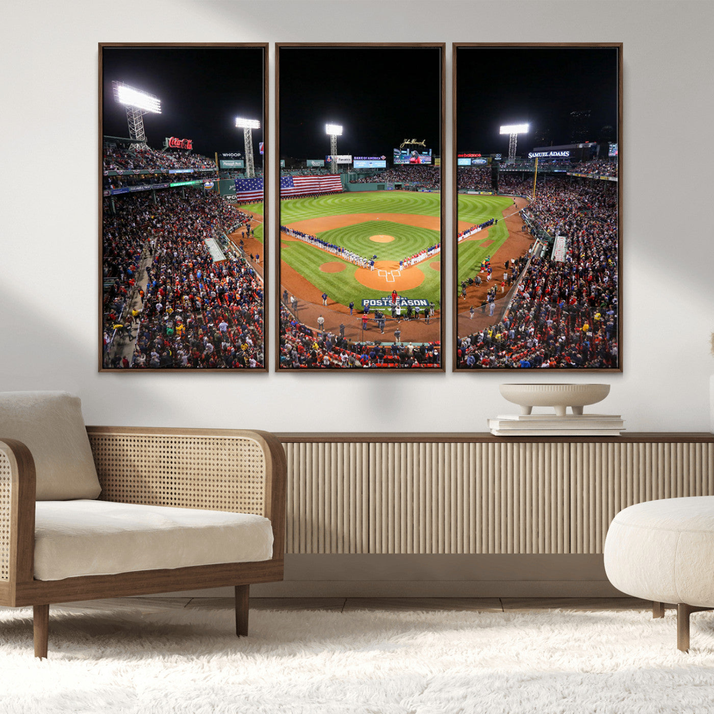 47365-MGV-FC-48X32-3P_Walnut-Fenway Park Wall Art Canvas Print | Large Baseball Stadium Canvas Print for Boston Red Sox Fans |