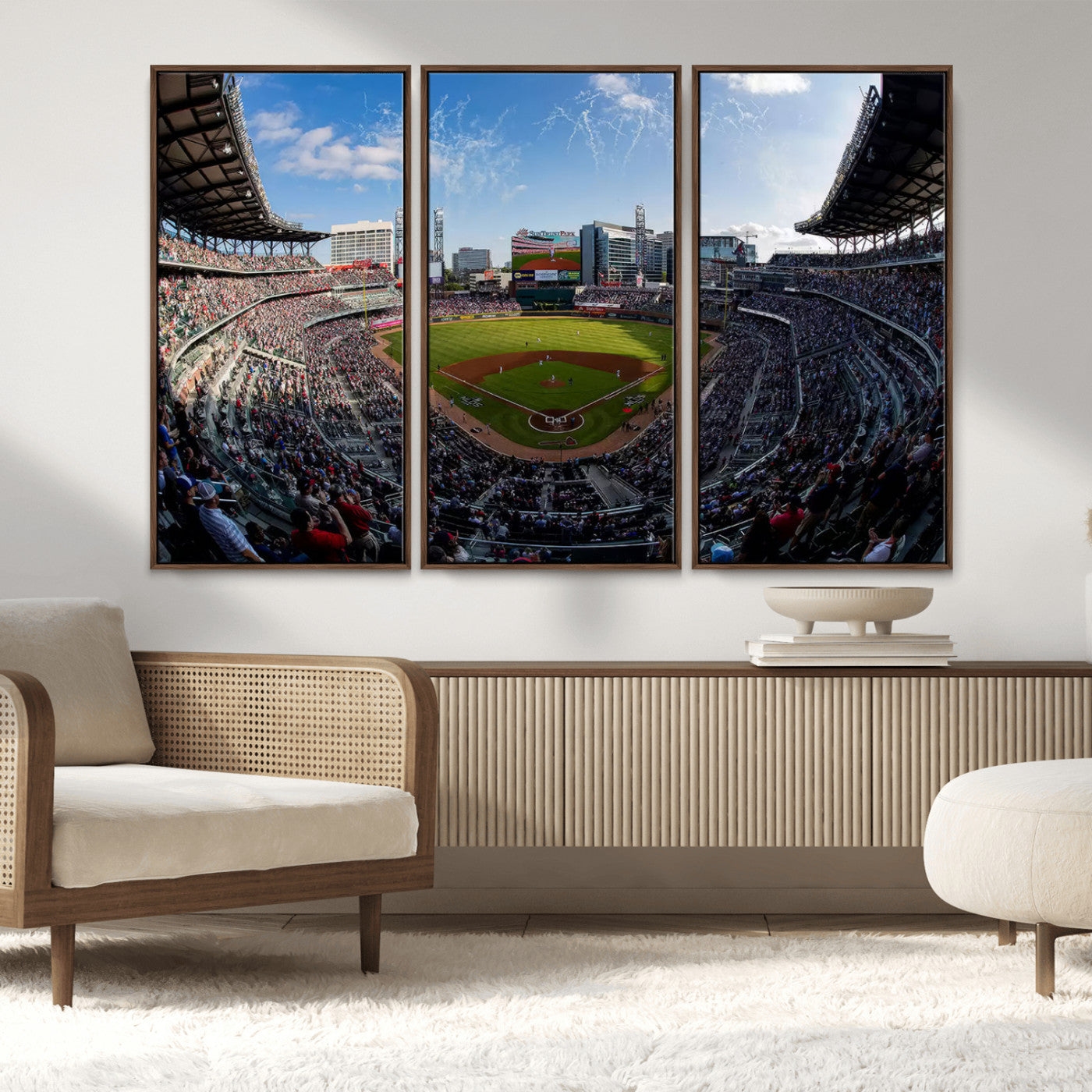 78608-MGV-FC-48X32-3P_Walnut-Truist Park Stadium Canvas Wall Art - Atlanta Braves Game Day Exclusive Decor