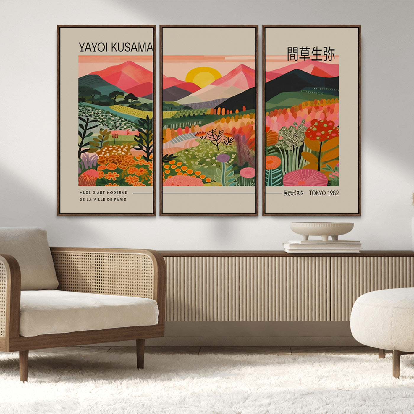 23753-MGV-CV-36X24-Yayoi Kusama 1986 Wall Art Print - Wabi Sabi Japanese Wall Art Print - Vibrant Abstract Landscape