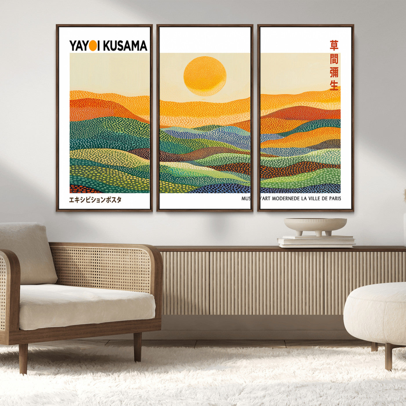 35117-MGV-CV-36X24-Framed Yayoi Kusama 1986 Wall Art Print – Japanese Wall Art Print, Wabi Sabi Yayoi Kusama Print -