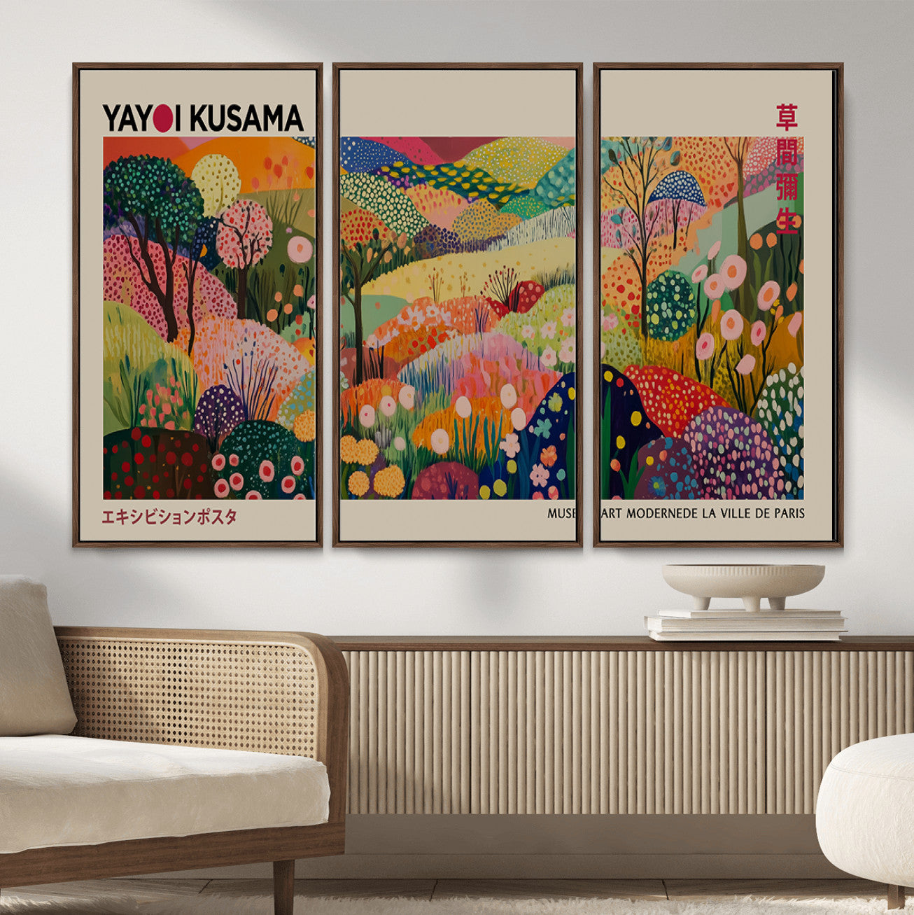 98921-MGV-CV-36X24 - Framed Yayoi Kusama 1986 Wall Art Print – Japanese Wall Art Print, Wabi Sabi Yayoi Kusama Print