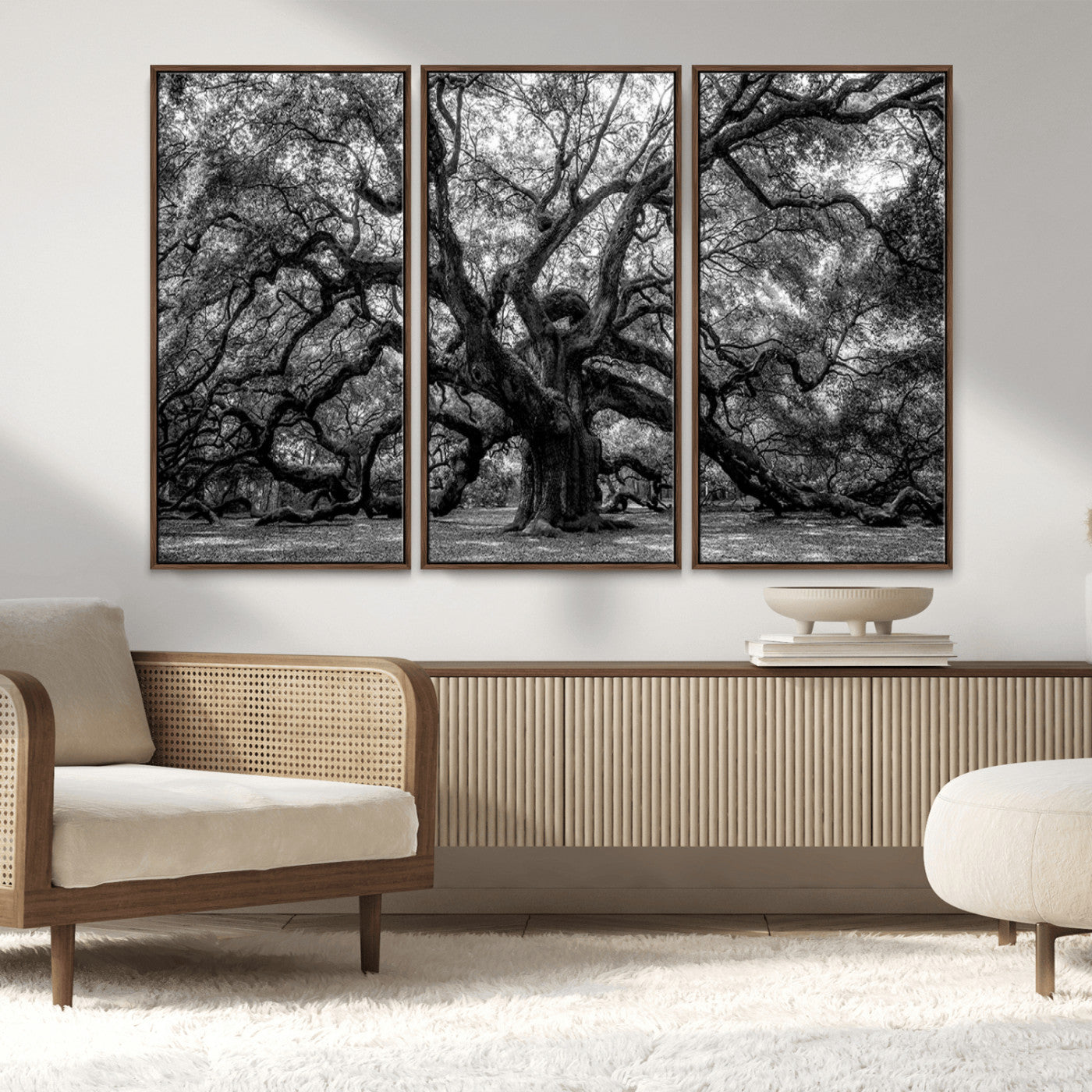 132944706-MGV-FC-48X32-3P_Walnut-Black and White Old Angel Oak Tree Wall Art Canvas Print