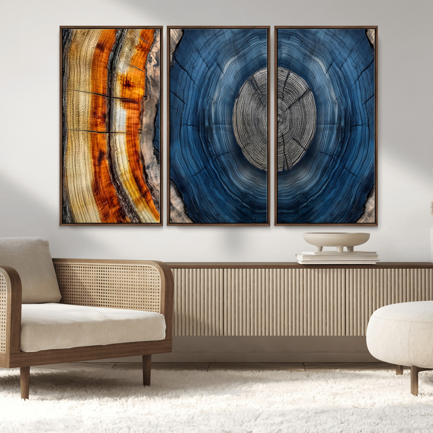 79754215-MGV-FC-48X32-3P_Walnut-Abstract Tree Rings Wall Art Canvas Print - Wood Grain Rings Artwork Print - Nature Woodland Modern