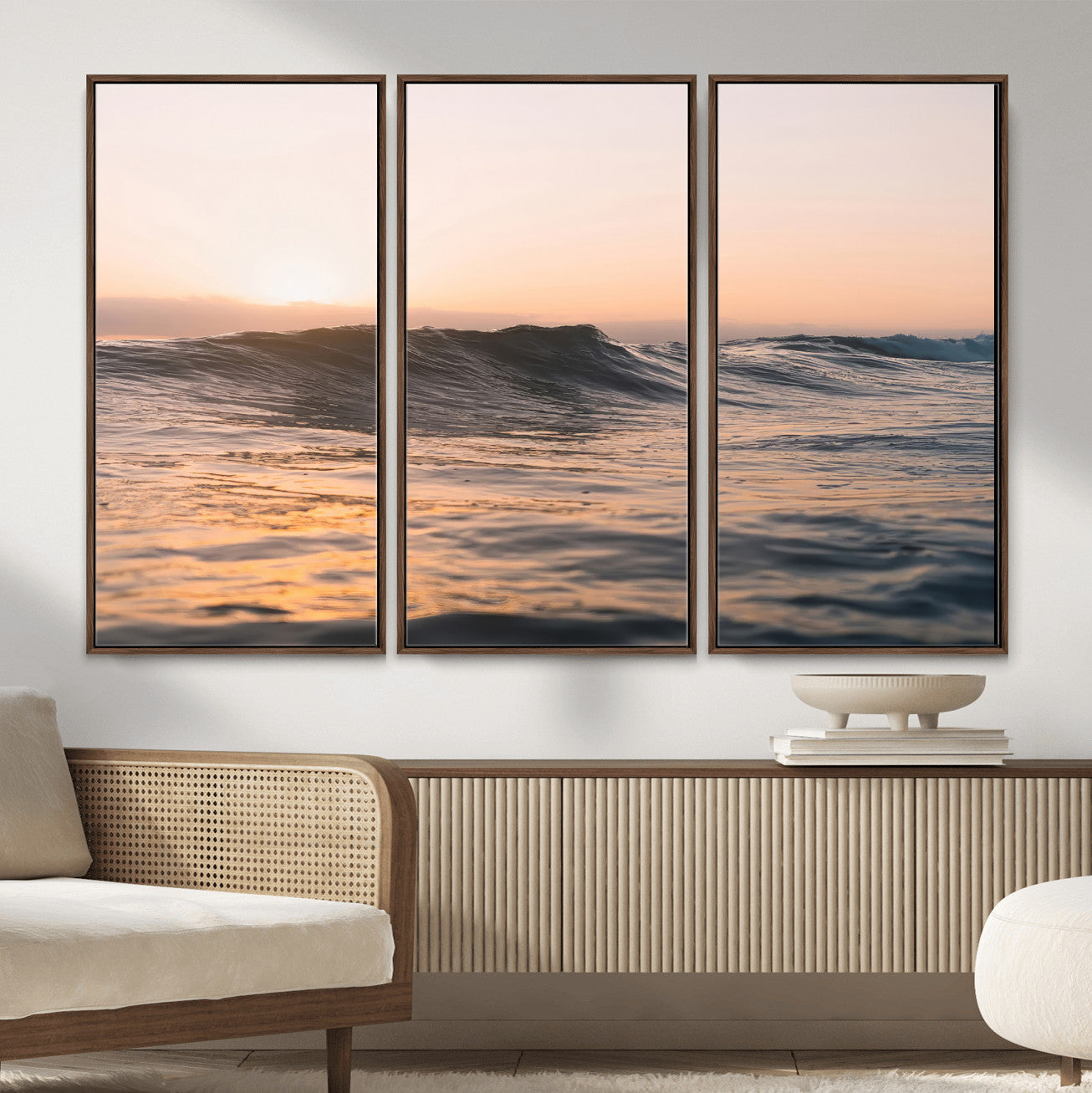 46299358-MGV-CV-36X24 - Golden Sunset Ocean Wall Art – Tranquil Waves & Peaceful Horizon Canvas Print, Soft Light and Evening Glow for Serene Beach, Home or Nature Decor