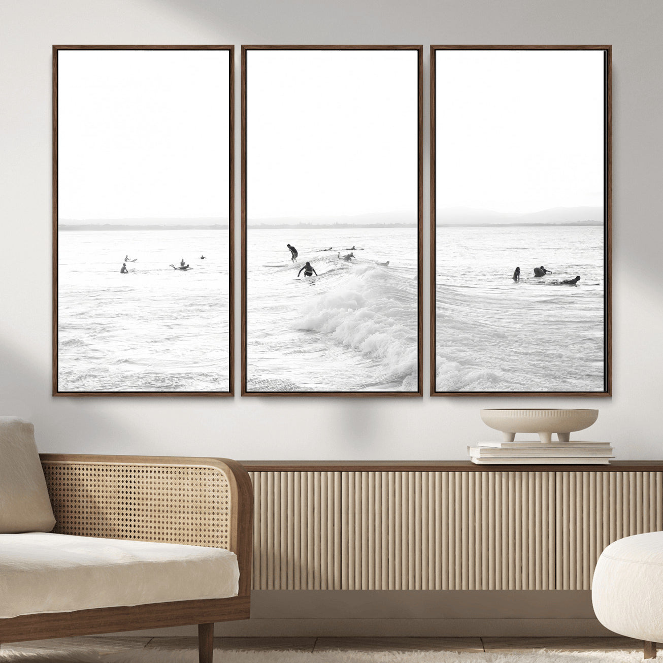 33449548-MGV-CV-36X24 - Surf Crowd Motion Wall Art – Active Surfers & Ocean Waves Canvas Print, Dynamic Water and Coastal Horizon for Living Room or Sea Adventure Decor