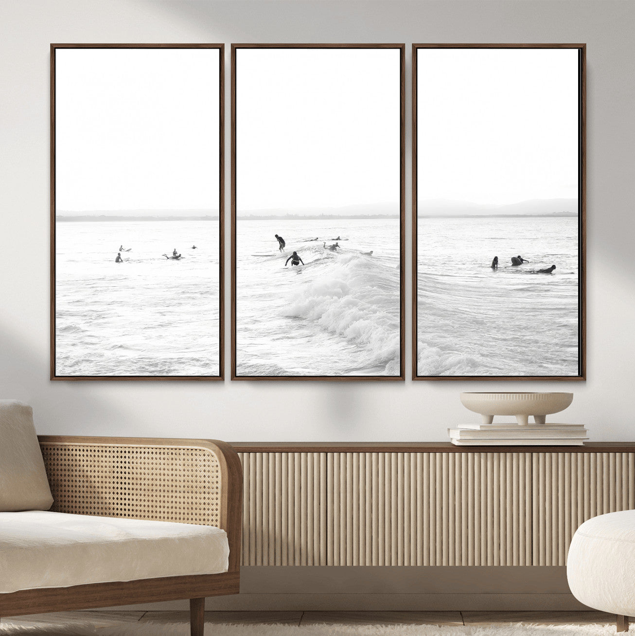 33449548-MGV-CV-36X24 - Surf Crowd Motion Wall Art – Active Surfers & Ocean Waves Canvas Print, Dynamic Water and Coastal Horizon for Living Room or Sea Adventure Decor