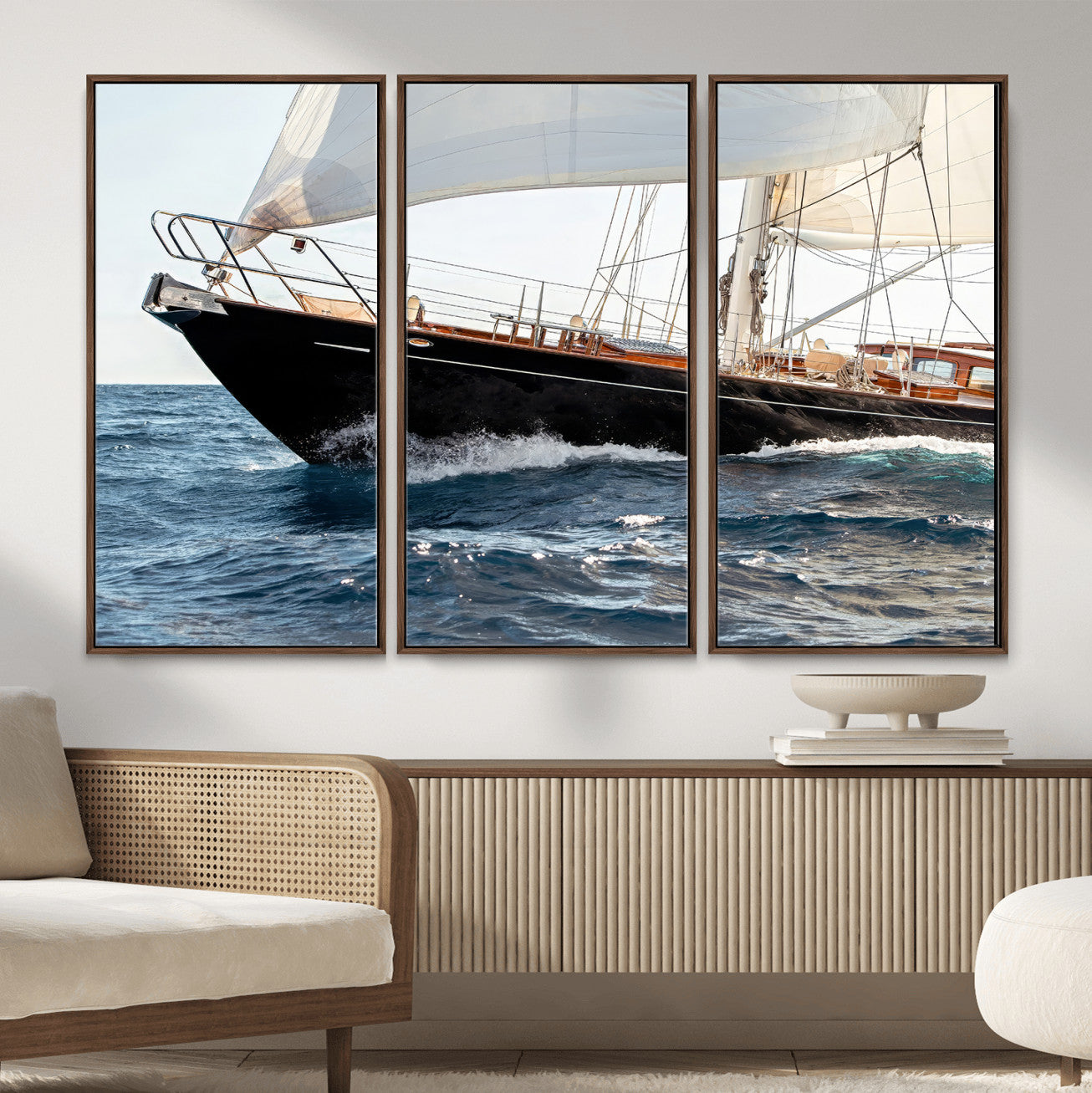 97168626-MGV-CV-36X24 - Boat Yacht Wall Art – Ocean Waves & Sailing Adventure Canvas Print, Nautical Elegance & Marine Journey for Living Room or Luxury Decor