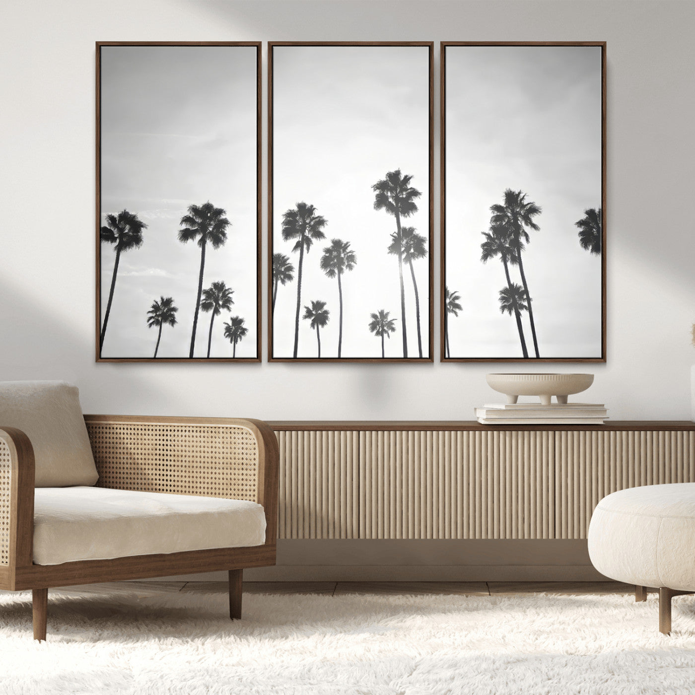 62298277-MGV-CV-36X24-Monochrome Palms Wall Art Canvas Print – Framed Minimalist Silhouetted Trees Artwork for Home, Office, Living Room