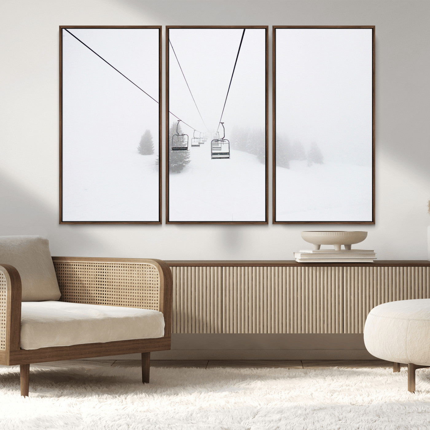 20216390-MGV-CV-36X24-Ski Lift Wall Art Canvas Print – Snowy Alpine Landscape Nordic Adventure Winter Mountains Artwork for Home, Office