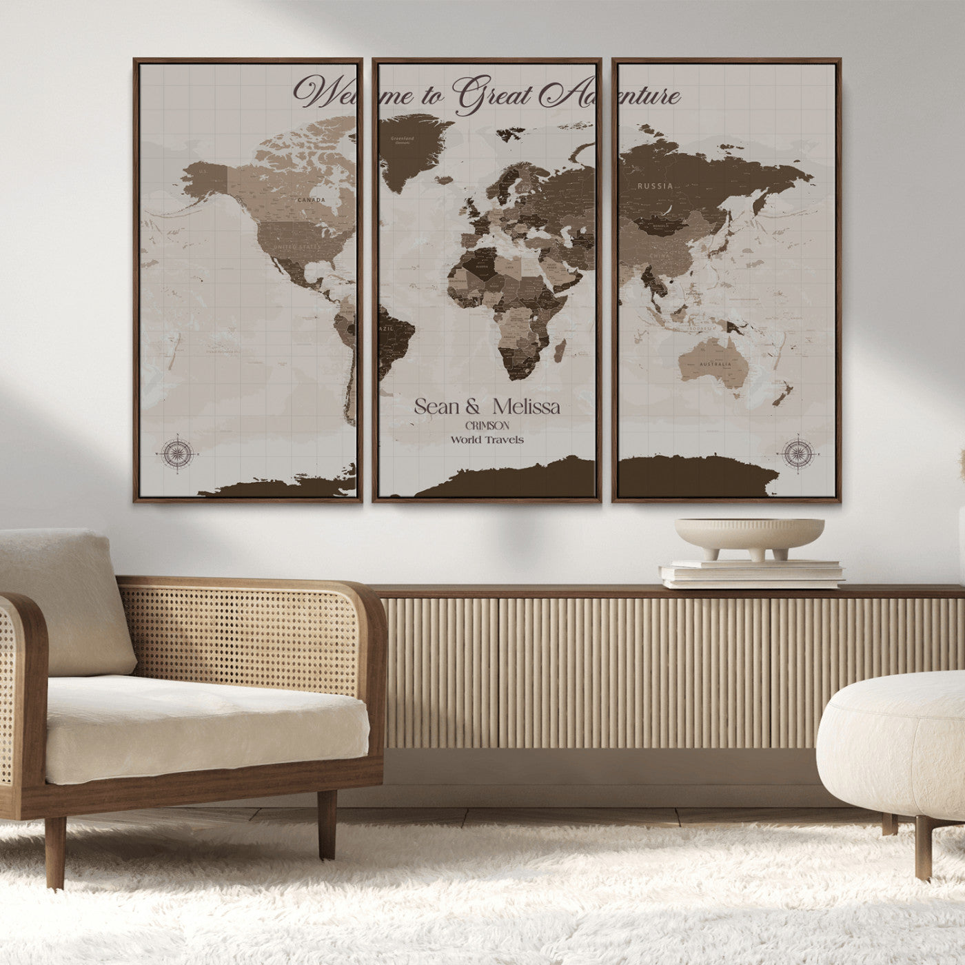 Rehber01-MGV-CV-36X24-Custom Push Pin World Map Wall Art Canvas Print – Personalized Travel Tracker with Pins Framed Large for home, office