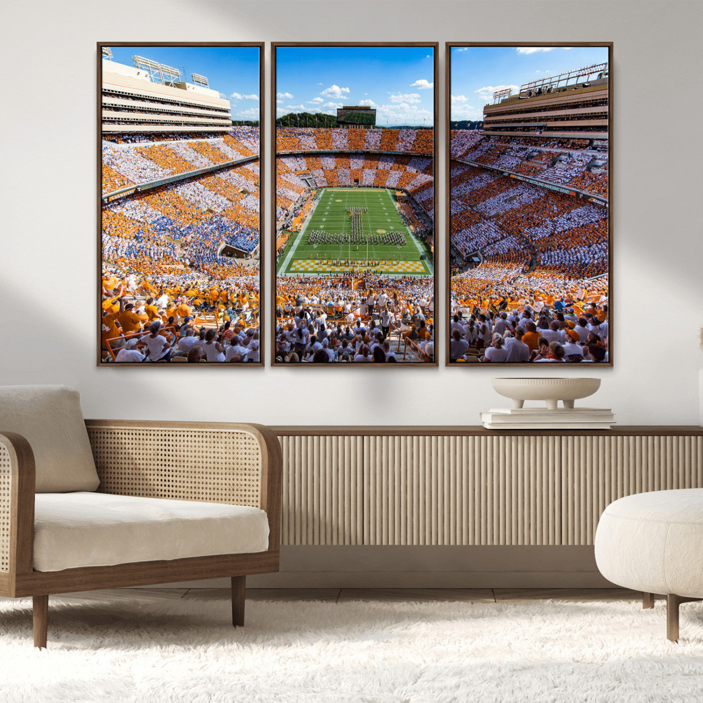 77097951-MGV-CV-48X32-3P-Tennessee Neyland Stadium Wall Art, Sports Arena Canvas Print, Panoramic Stadium Artwork for Home, Office