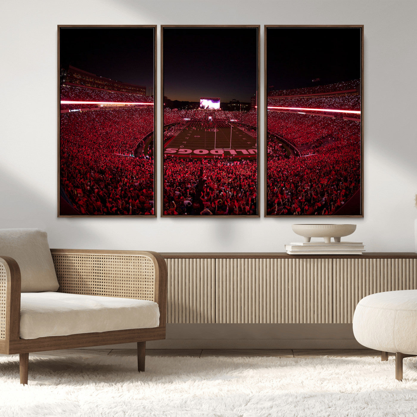 38331045-MGV-FC-48X32-3P_Walnut-Dooley Stadium Wall Art, Sports Arena Canvas Print, Dooley Field Sanford Stadium Artwork for Home, Office