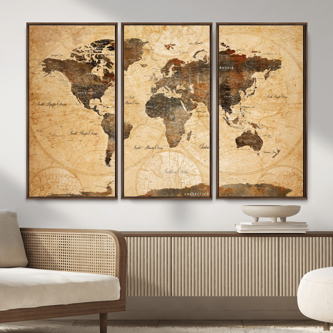 14542905-MGV-FC-48X32-3P - Push Pin World Map Canvas Print – Travel Tracker Wall Art for Couples, Perfect Anniversary Gift for Home or Office Decor