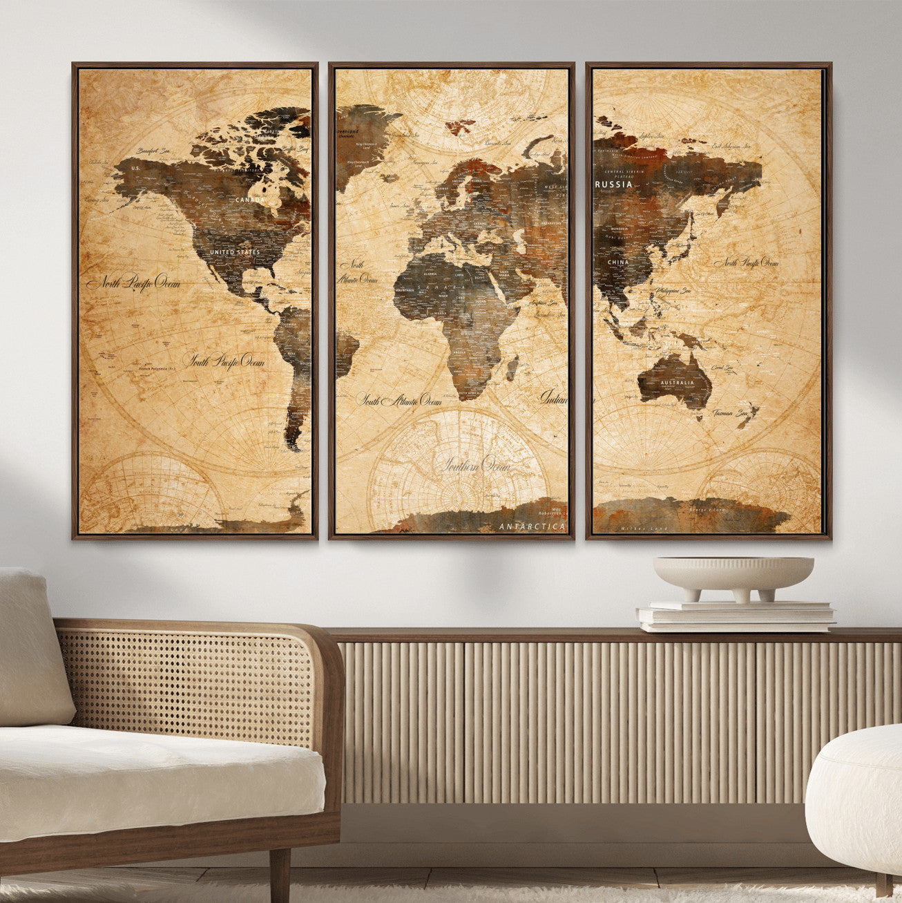 14542905-MGV-FC-48X32-3P - Push Pin World Map Canvas Print – Travel Tracker Wall Art for Couples, Perfect Anniversary Gift for Home or Office Decor