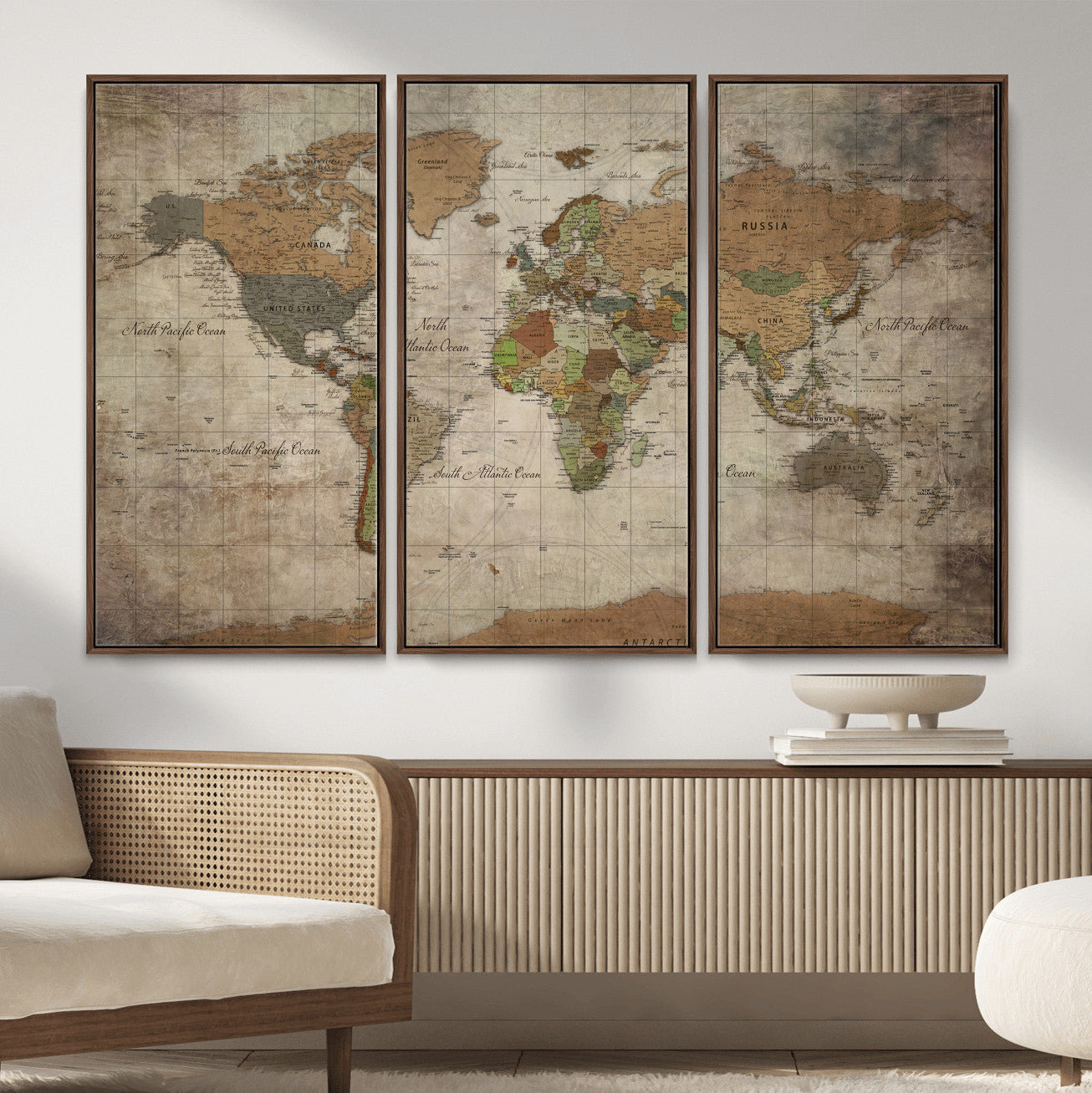20356264-MGV-CV-36X24 - World Map Wall Art Canvas Print, Modern Decorative Framed Map Artwork Prints for Living Room, Office, Bedroom Wall Decor