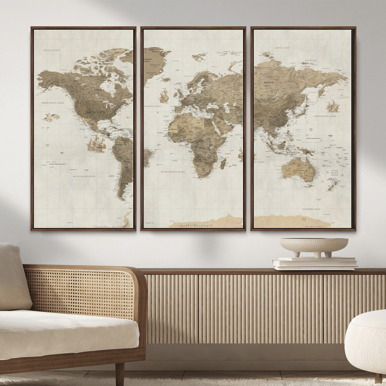 28283260-MGV-CV-36X24 - World Map Wall Art Canvas Print, Modern Decorative Framed Map Artwork Prints for Living Room, Office, Bedroom Wall Decor