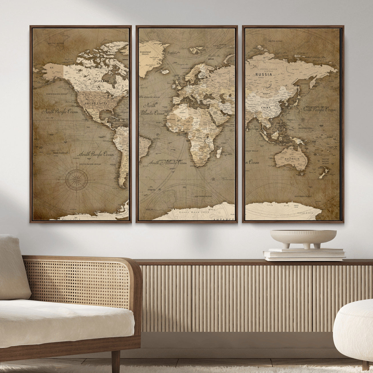 82314635-MGV-CV-36X24 - World Map Wall Art Canvas Print, Modern Decorative Framed Map Artwork Prints for Living Room, Office, Bedroom Wall Decor