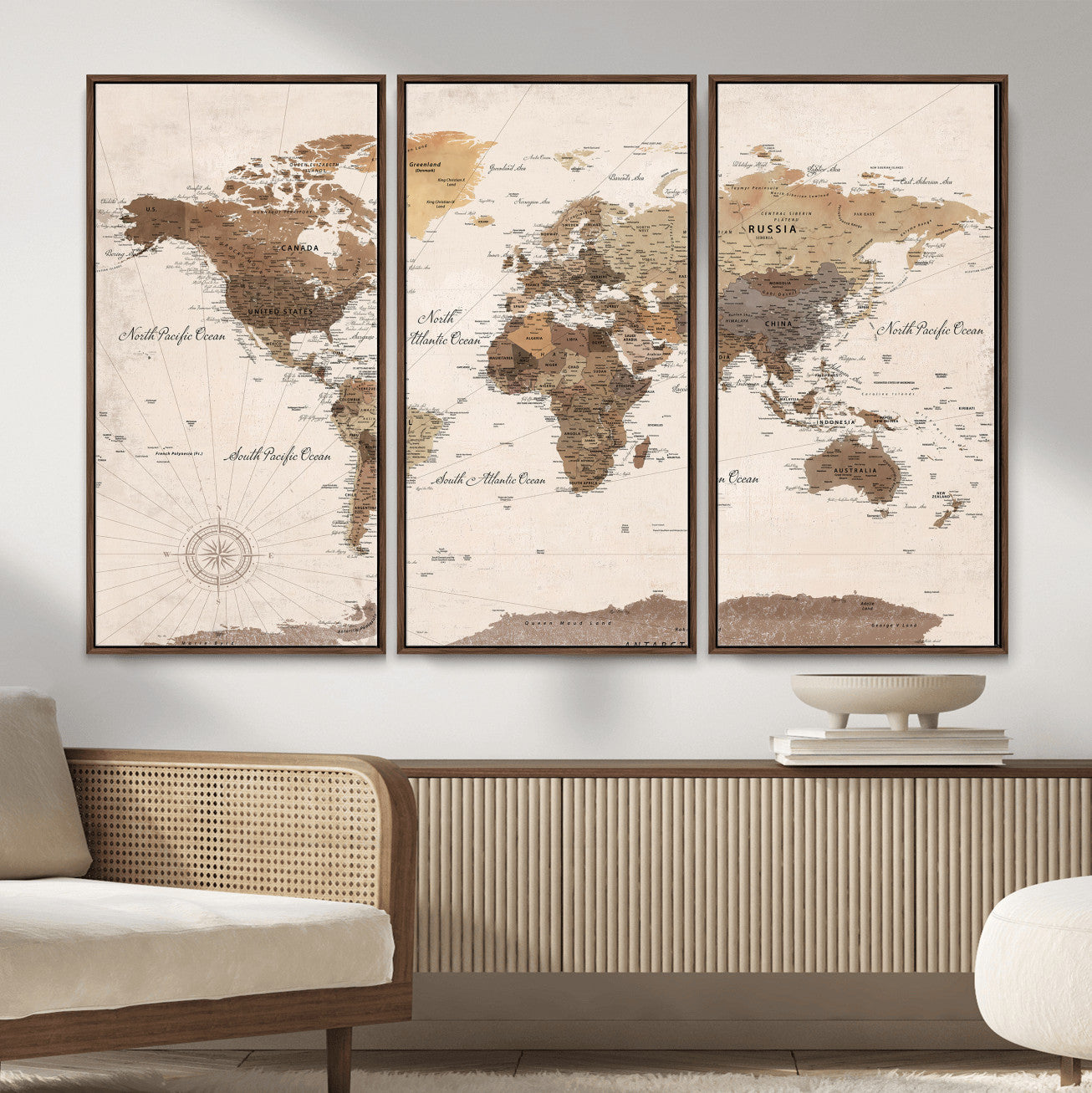 69860078-MGV-CV-36X24 - World Map Wall Art Canvas Print, Modern Decorative Framed Map Artwork Prints for Living Room, Office, Bedroom Wall Decor