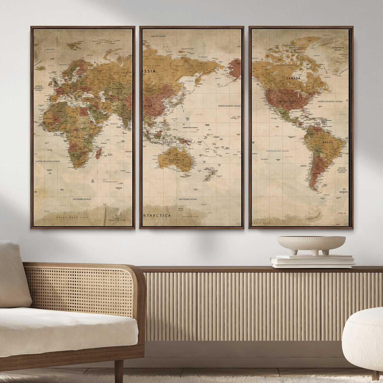 83478963-MGV-CV-36X24 - World Map Wall Art Canvas Print, Modern Decorative Framed Map Artwork Prints for Living Room, Office, Bedroom Wall Decor