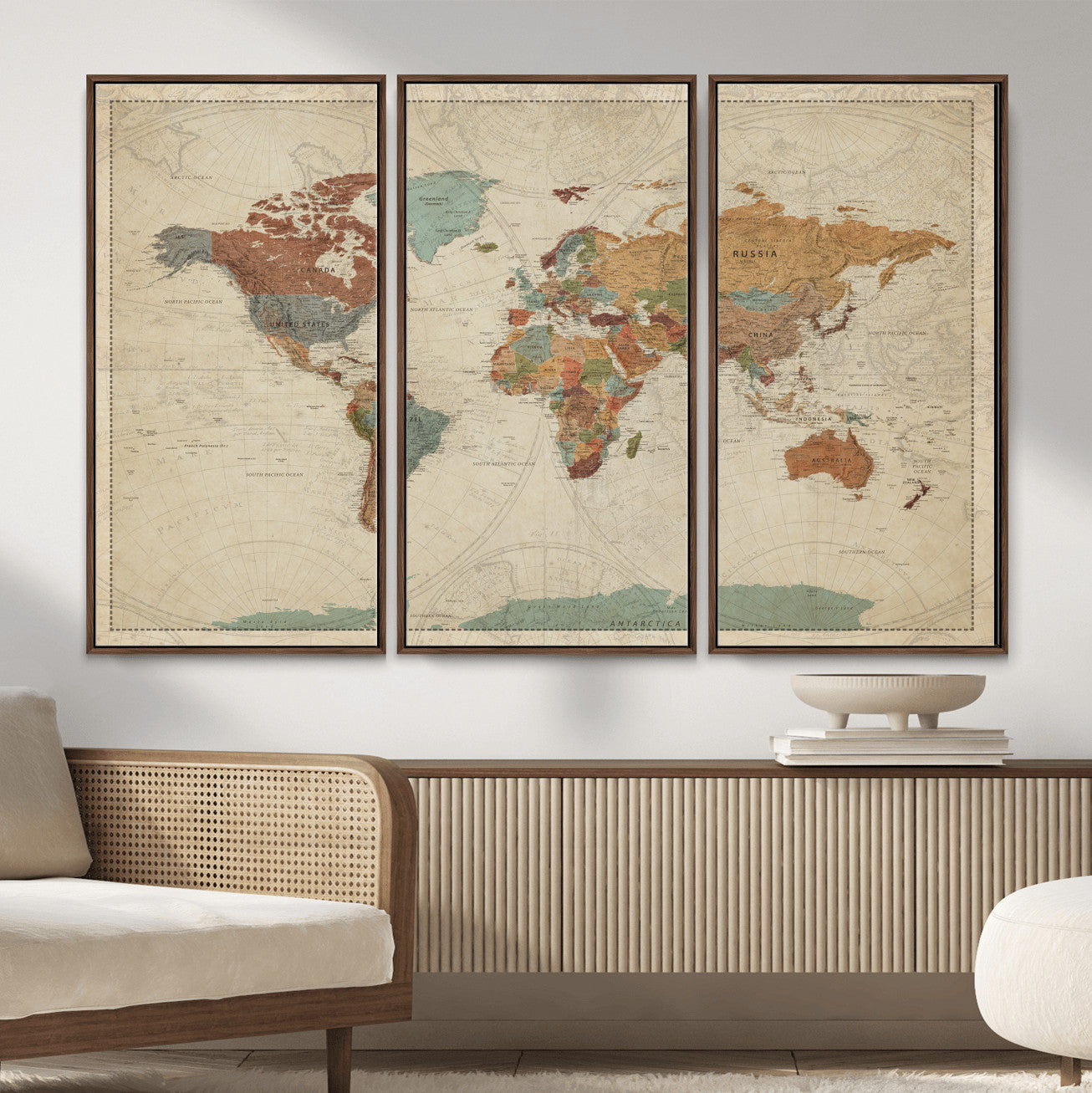 74172497-MGV-CV-36X24 - World Map Wall Art Canvas Print, Modern Decorative Framed Map Artwork Prints for Living Room, Office, Bedroom Wall Decor