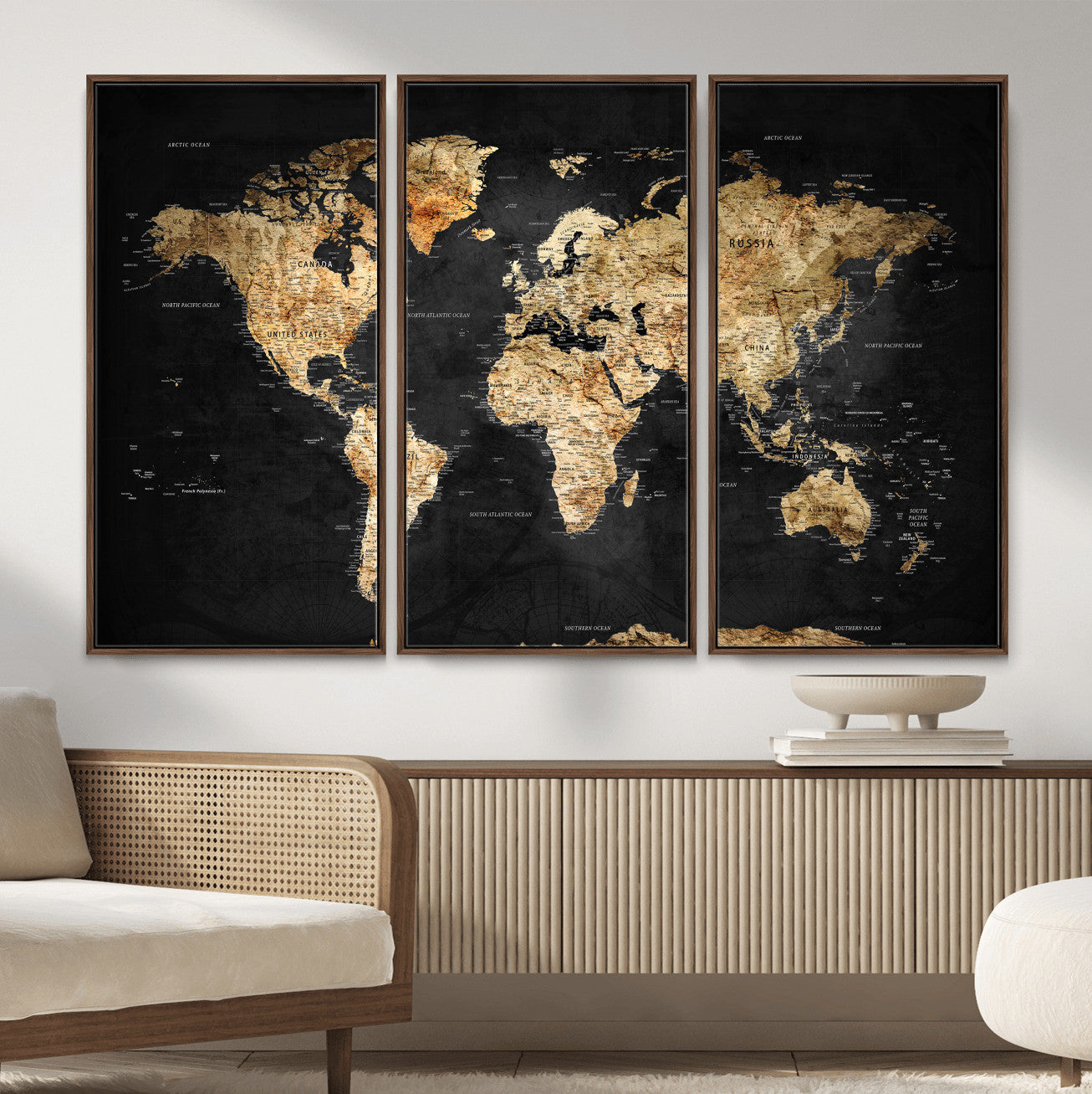 23568589-MGV-CV-36X24 - World Map Wall Art Canvas Print, Modern Decorative Framed Map Artwork Prints for Living Room, Office, Bedroom Wall Decor