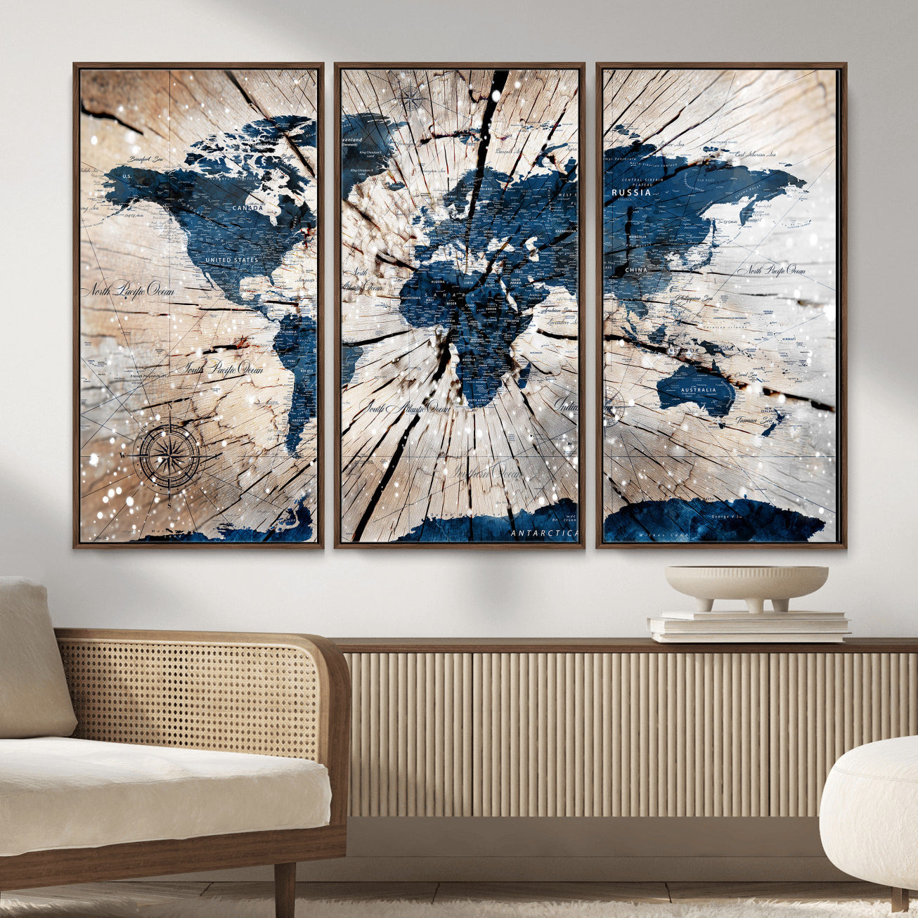 19478704-MGV-CV-36X24 - World Map Wall Art Canvas Print, Modern Decorative Framed Map Artwork Prints for Living Room, Office, Bedroom Wall Decor