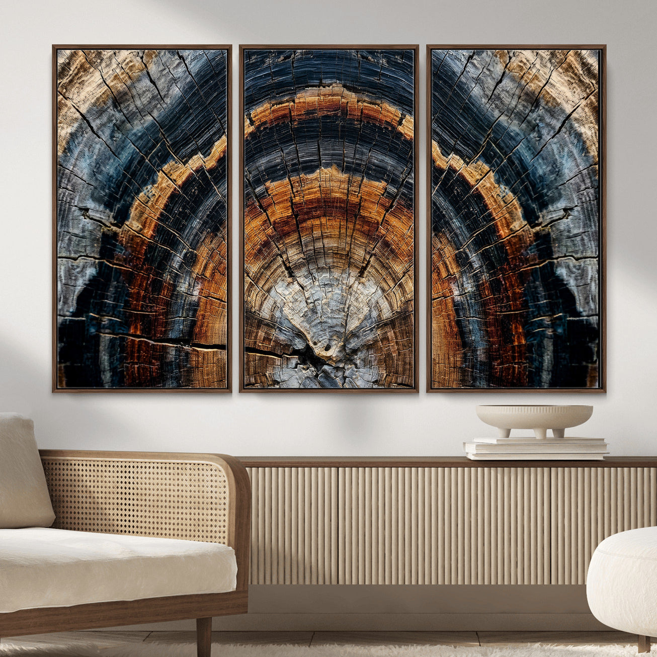 92693966A-MGV-CV-36X24 - Abstract Wood Grain Canvas Print, Tree Ring Pattern Wall Art, Framed Canvas Ready to Hang