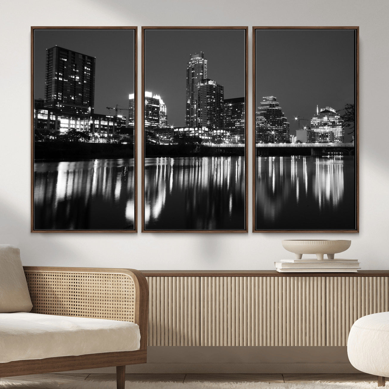 38129554-MGV-CV-36X24 - Austin Skyline Wall Art Canvas Print, Austin Downtown Night Cityscape Print for Modern Urban Wall Decor