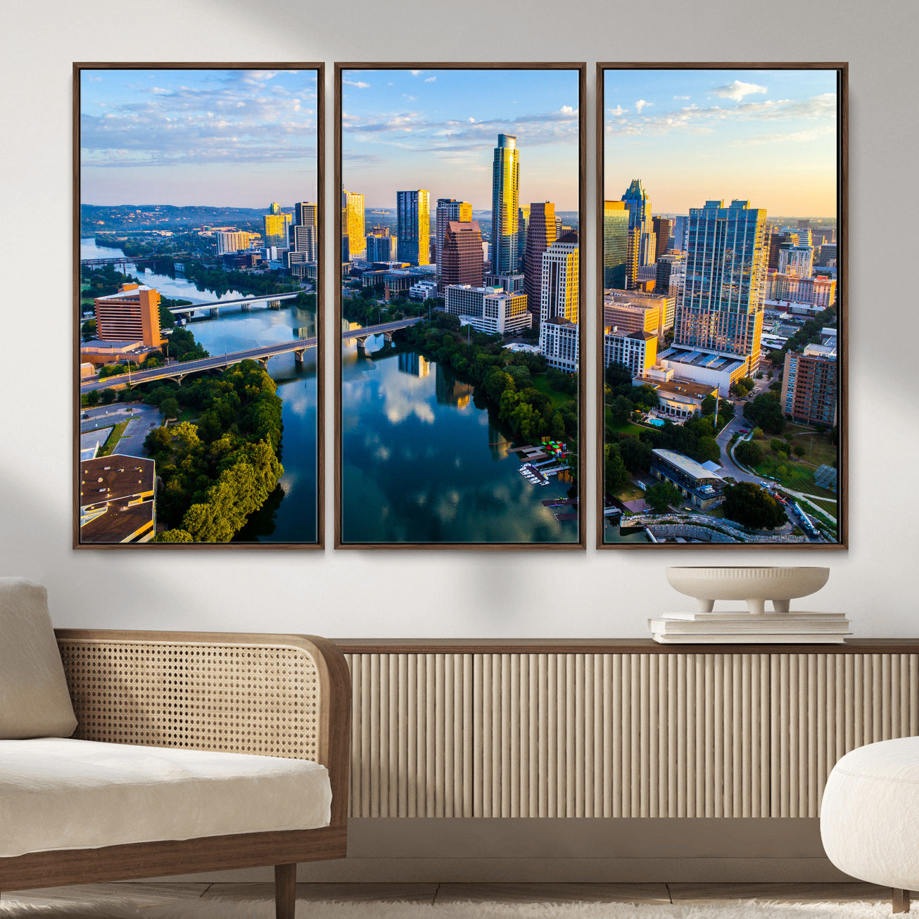 33675326-MGV-CV-36X24 - Austin Skyline Wall Art Canvas Print, Austin Downtown Night Cityscape Print for Modern Urban Wall Decor