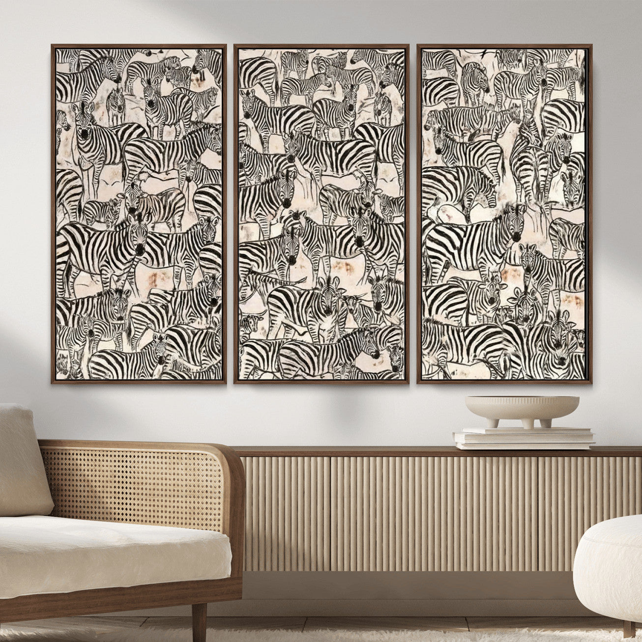 76453377-MGV-CV-36X24 - Farmhouse Animals Wall Art Canvas Print - Abstract Farm Animal Drawing Mid-Century Wall Art for Cabin Decor