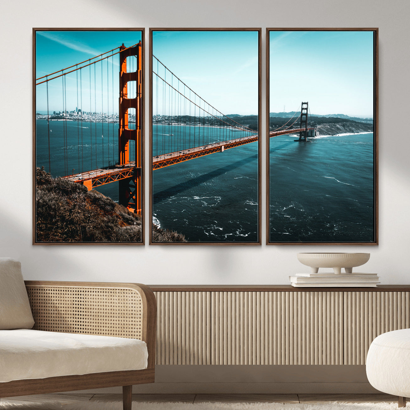 73996404-MGV-CV-36X24 - Golden Gate Bridge Wall Art Canvas Print – San Francisco Landmark Photography Artwork Print for Living Room, Office, and Modern Decor