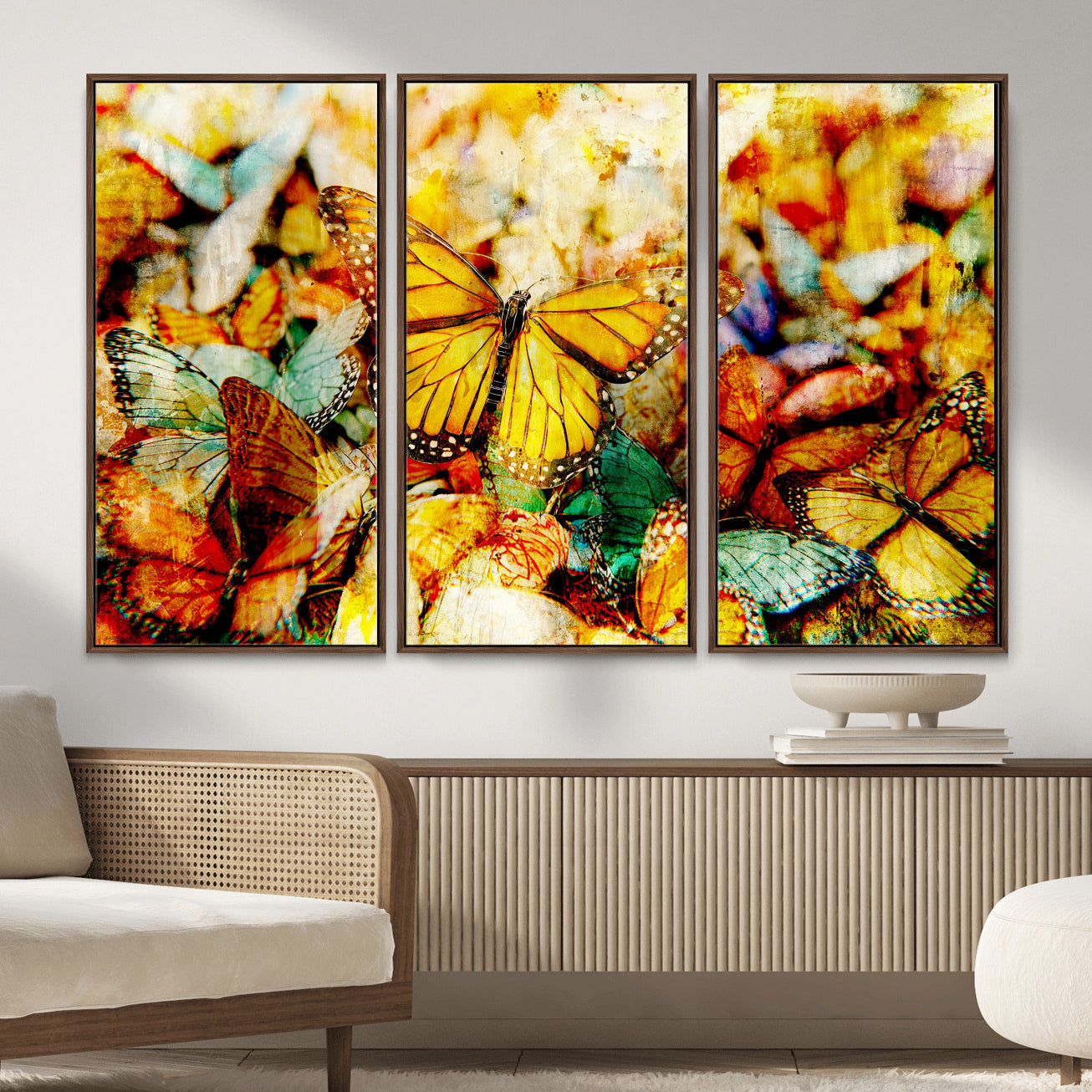 52514054-MGV-CV-36X24 - Butterfly Wall Art Canvas Print – Colorful Abstract Nature Artwork Print for Living Room, Bedroom, and Office Decor