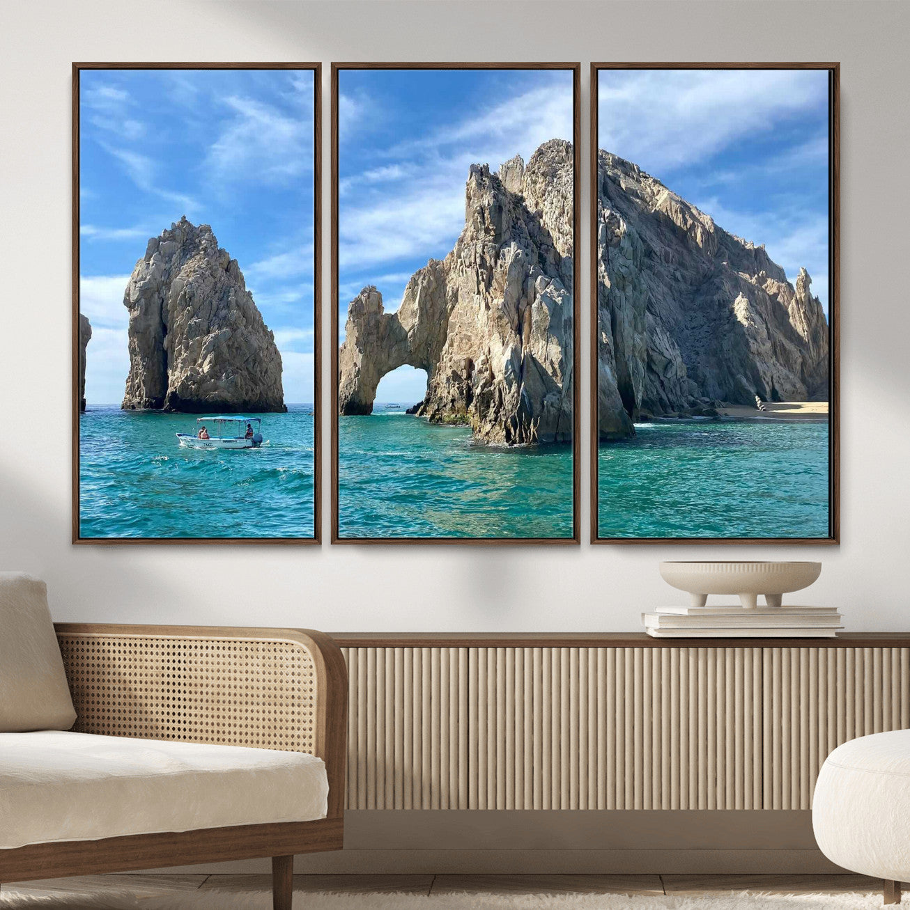 20946478-MGV-CV-36X24 - El Arco Cabo San Lucas Ocean Arch Wall Art Canvas Print, Baja California Rock Arch Seascape Canvas Print, Mexico Coastal Landmark Scenic Art Printing