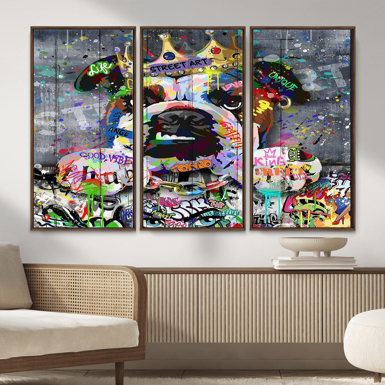 45209731-MGV-CV-36X24 - Dog Wall Decor for Teen Bedroom Decor - Graffiti Animal Canvas Wall Art for Teen Room Decor - Abstract Wall Painting Ready to Hang