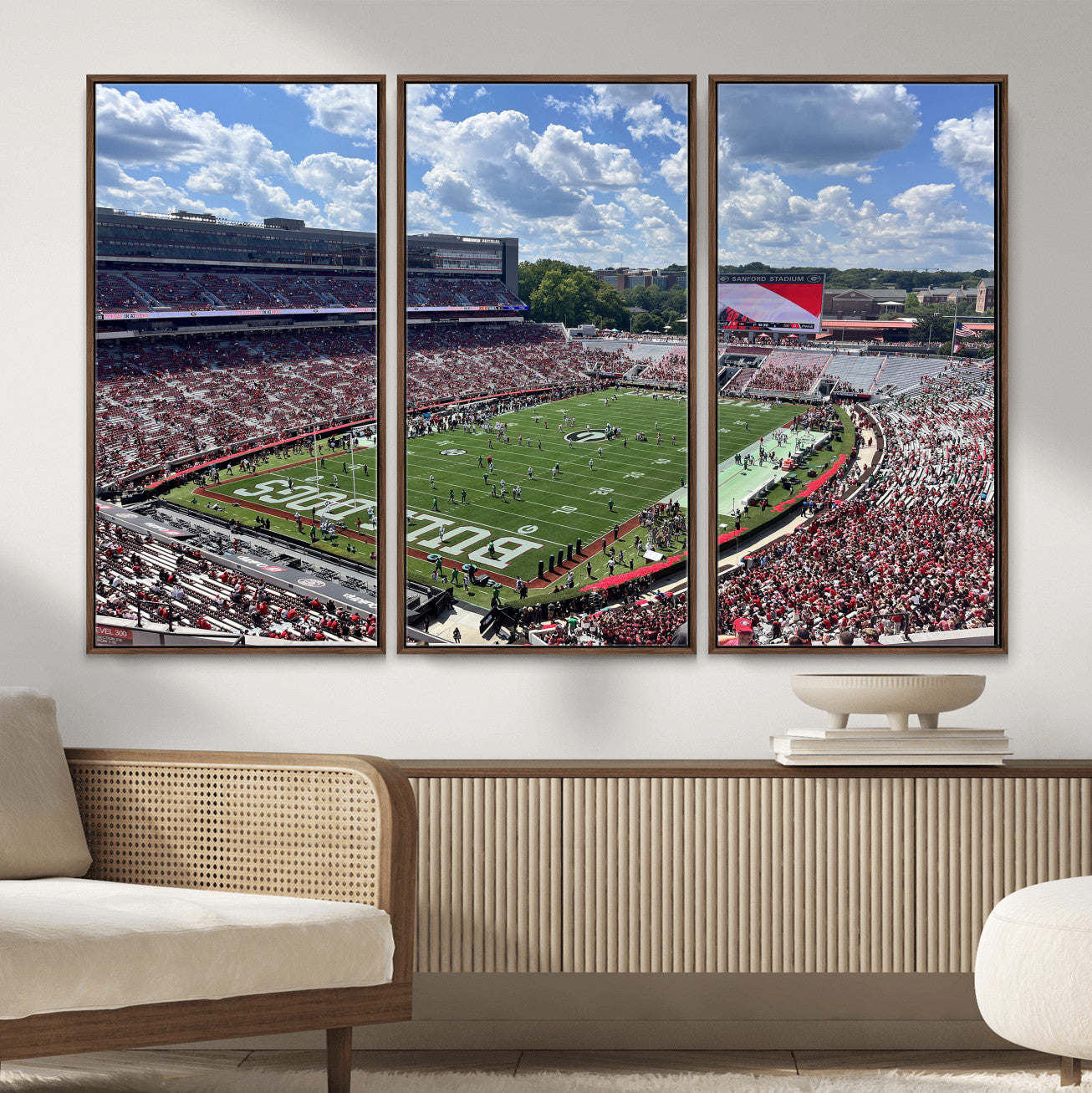 10665453-MGV-CV-36X24 - Georgia Bulldogs Stadium Wall Art Canvas Print, Sanford Stadium Football Field Panorama, College Football Game Day Wall Decor