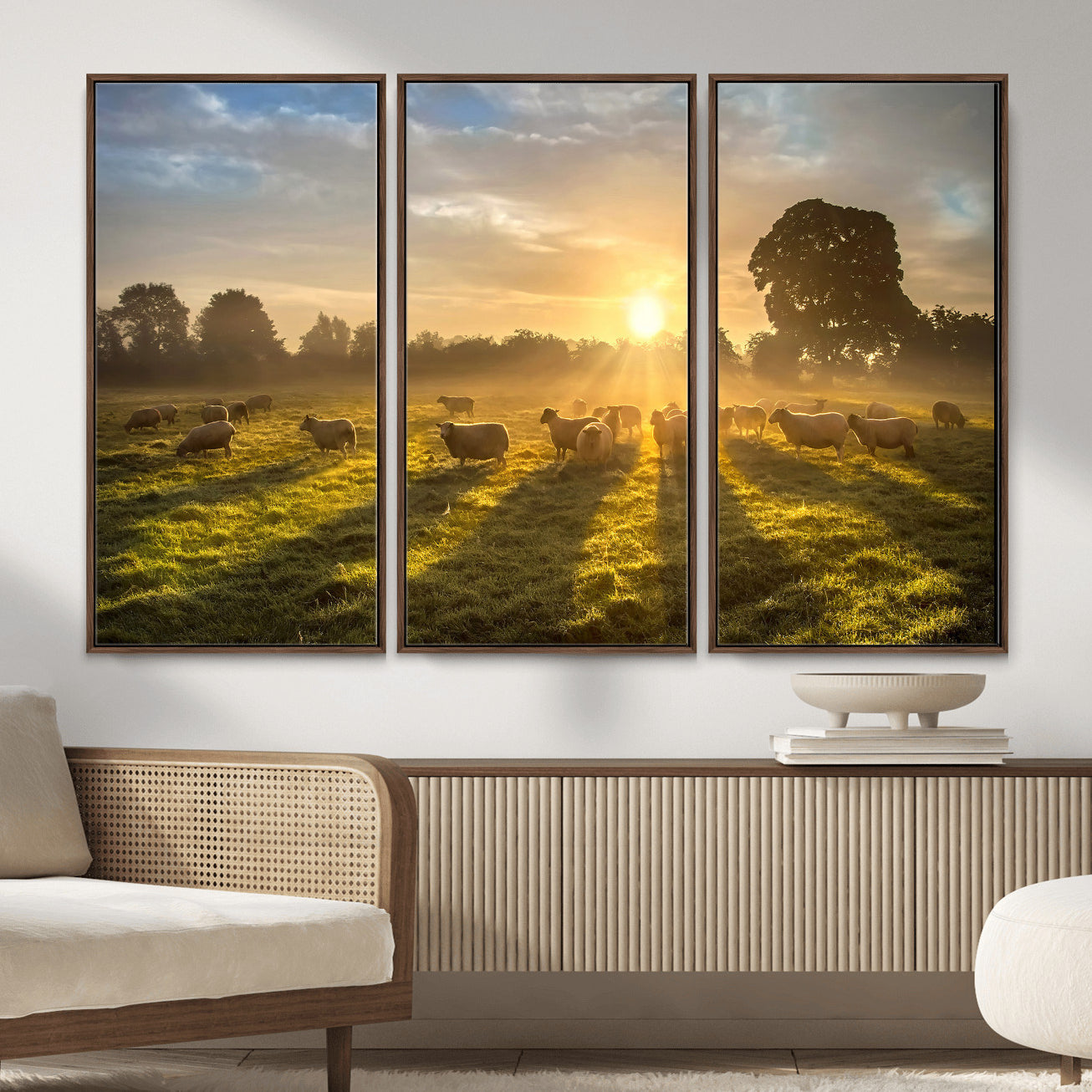 70307422-MGV-CV-36X24 - Sheep Pasture Wall Art Canvas Print – Rural Farm Animal Artwork