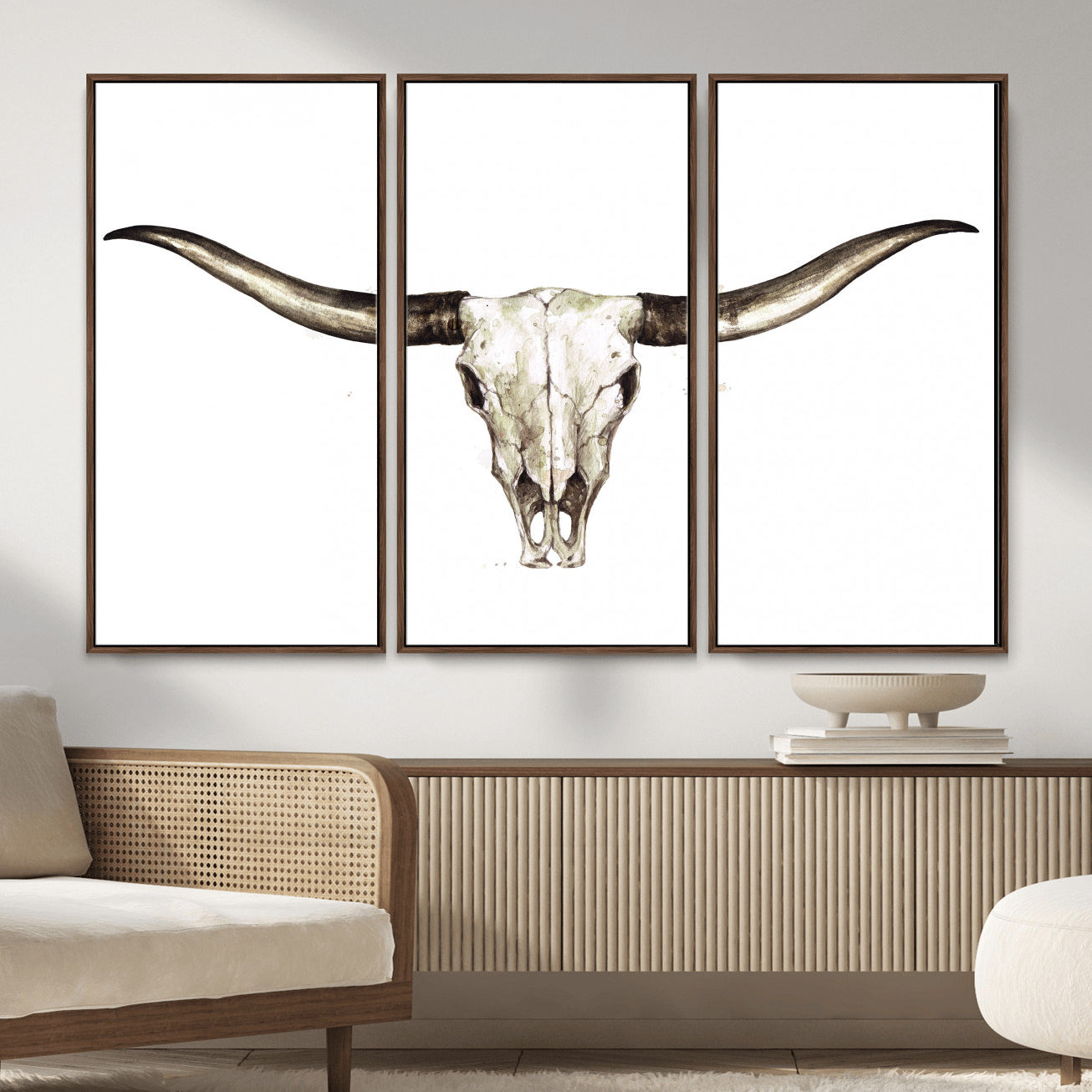 42788678A-MGV-CV-36X24 - Longhorn Skull Wall Art Canvas Print – Rustic Western Artwork Print for Living Room Wall Decor