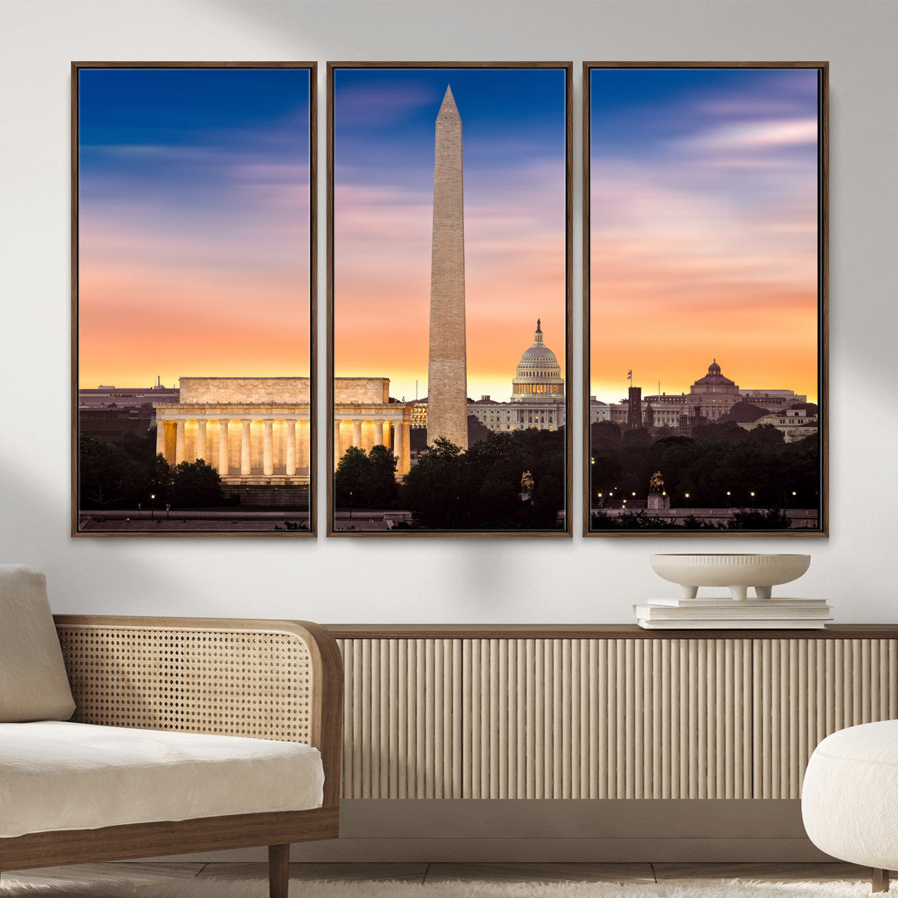 72704063-MGV-CV-36X24 - Washington DC Skyline Wall Art Canvas Print – Lincoln Memorial, Washington Monument & Capitol Artwork Print
