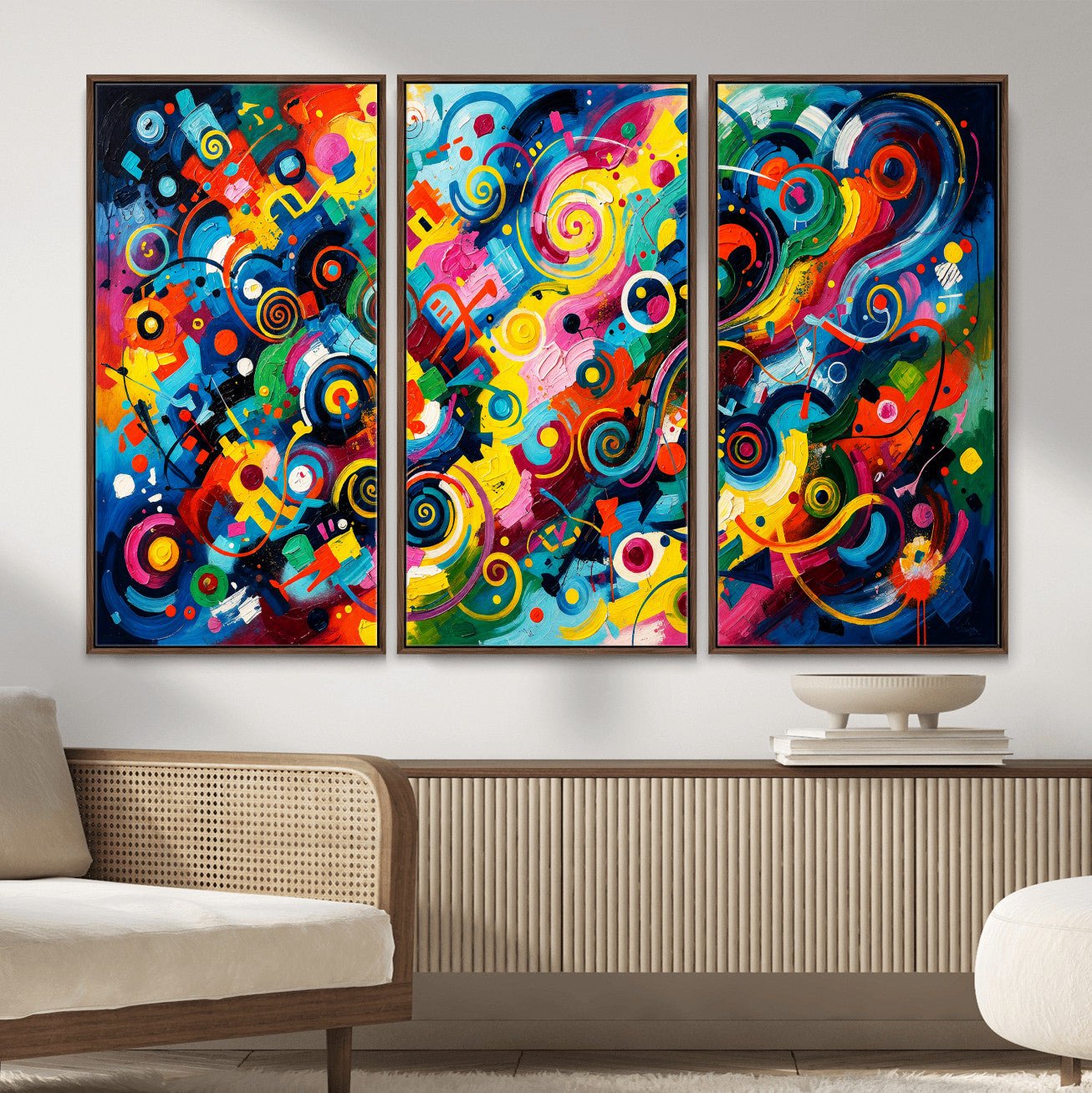 4712069R1-MGV-CV-36X24 - Geometric Abstract Wall Art Canvas Print, Bold Color Abstract Expressionist Painting Print, Modern Geometric Abstract Canvas Art