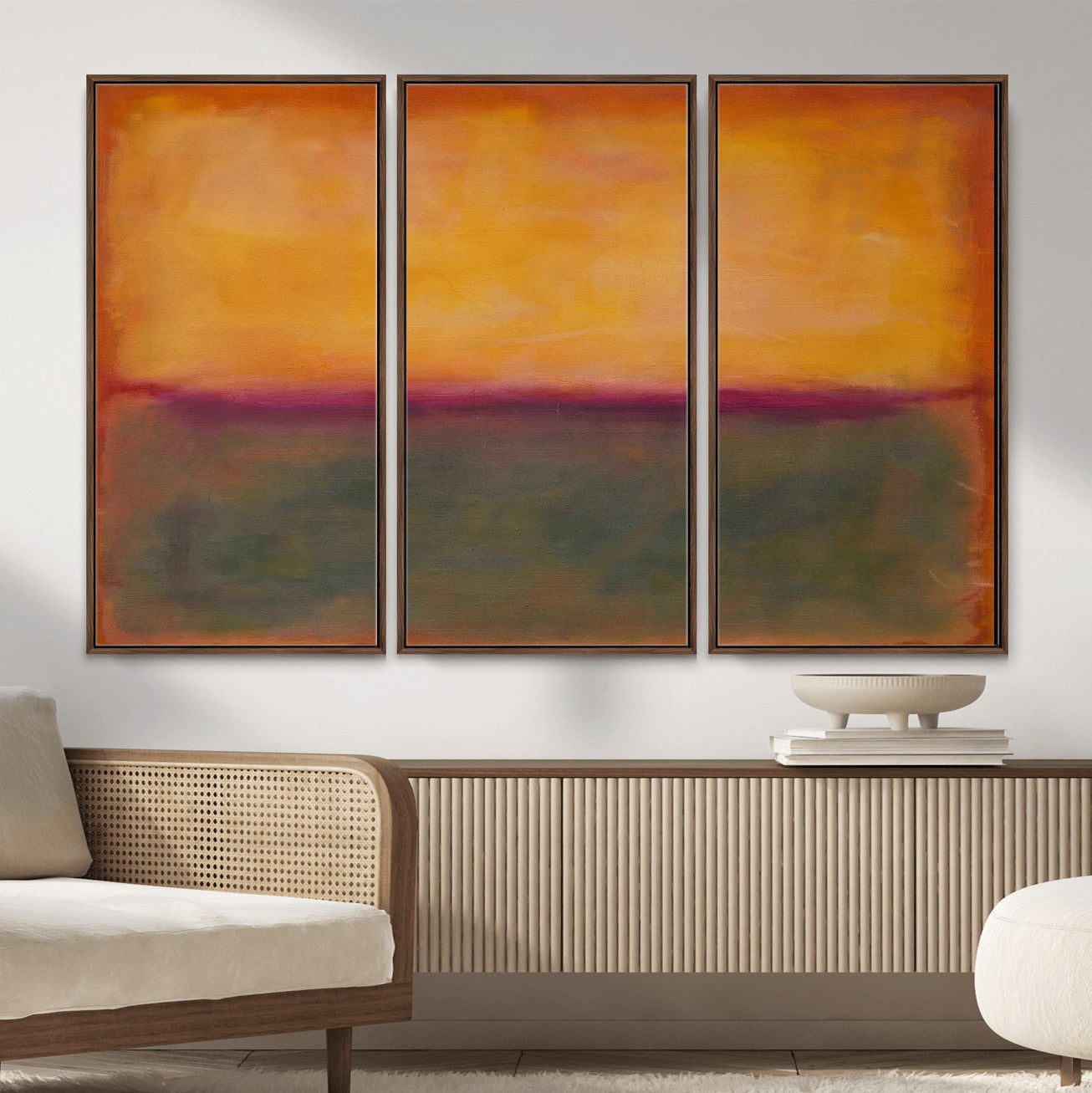 21628300-MGV-CV-36X24 - Abstract Color Field Wall Art Canvas Print, Framed Minimalist Horizon Artwork for Living Room Bedroom Office