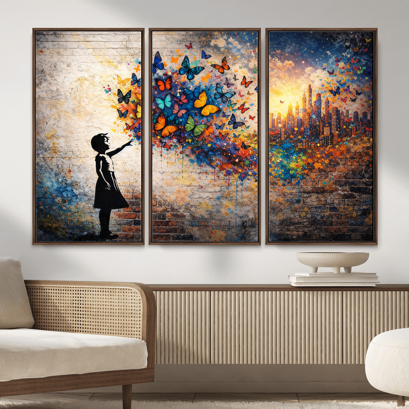 21540821-MGV-CV-36X24 - Banksy Girl Wall Art Canvas Print for Living Room Decor