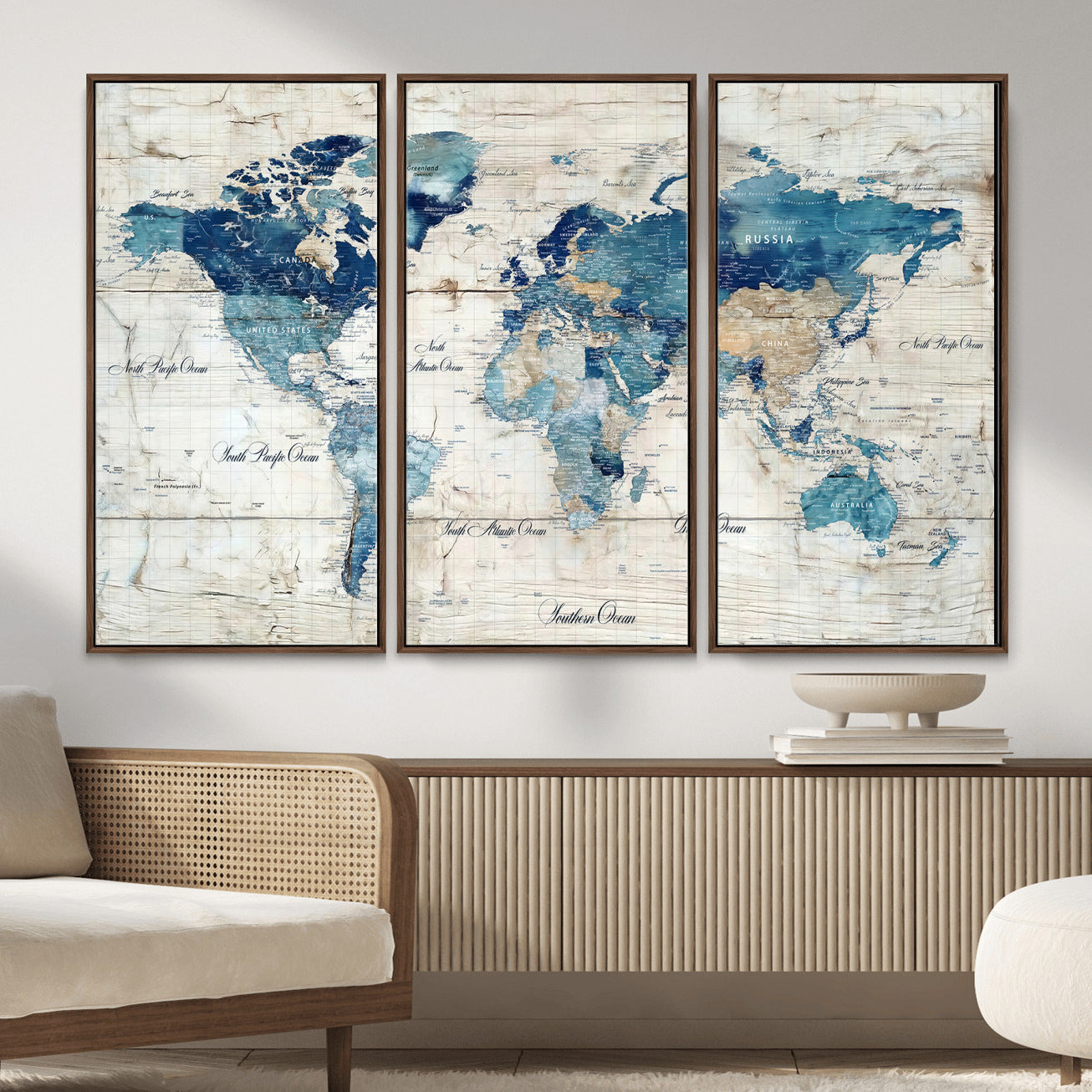 86799232-MGV-CV-36X24 - Watercolor World Map Canvas Wall Art Print – Abstract Colorful Travel Wall Decor